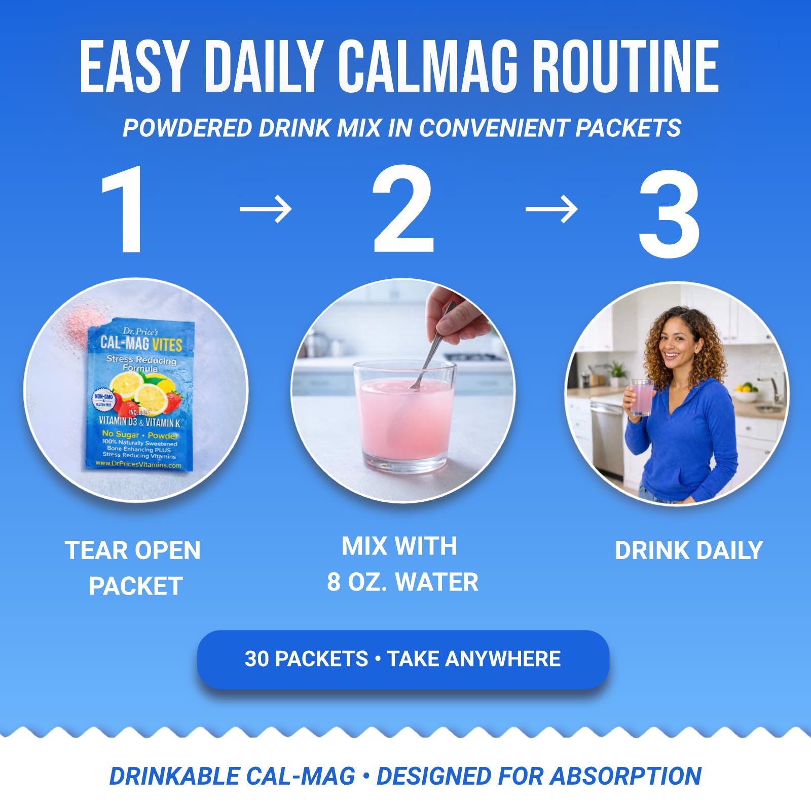 Dr. Price’s Cal-Mag Vites – Strawberry Lemon, 30 Packs | Calcium Magnesium Powder Packets + Vitamin D3, K & Boron | Calming Bone & Muscle Support for Kids & Adults | Doctor-Formulated, Made in USA Dr. Price's Vitamins buy supplements canada