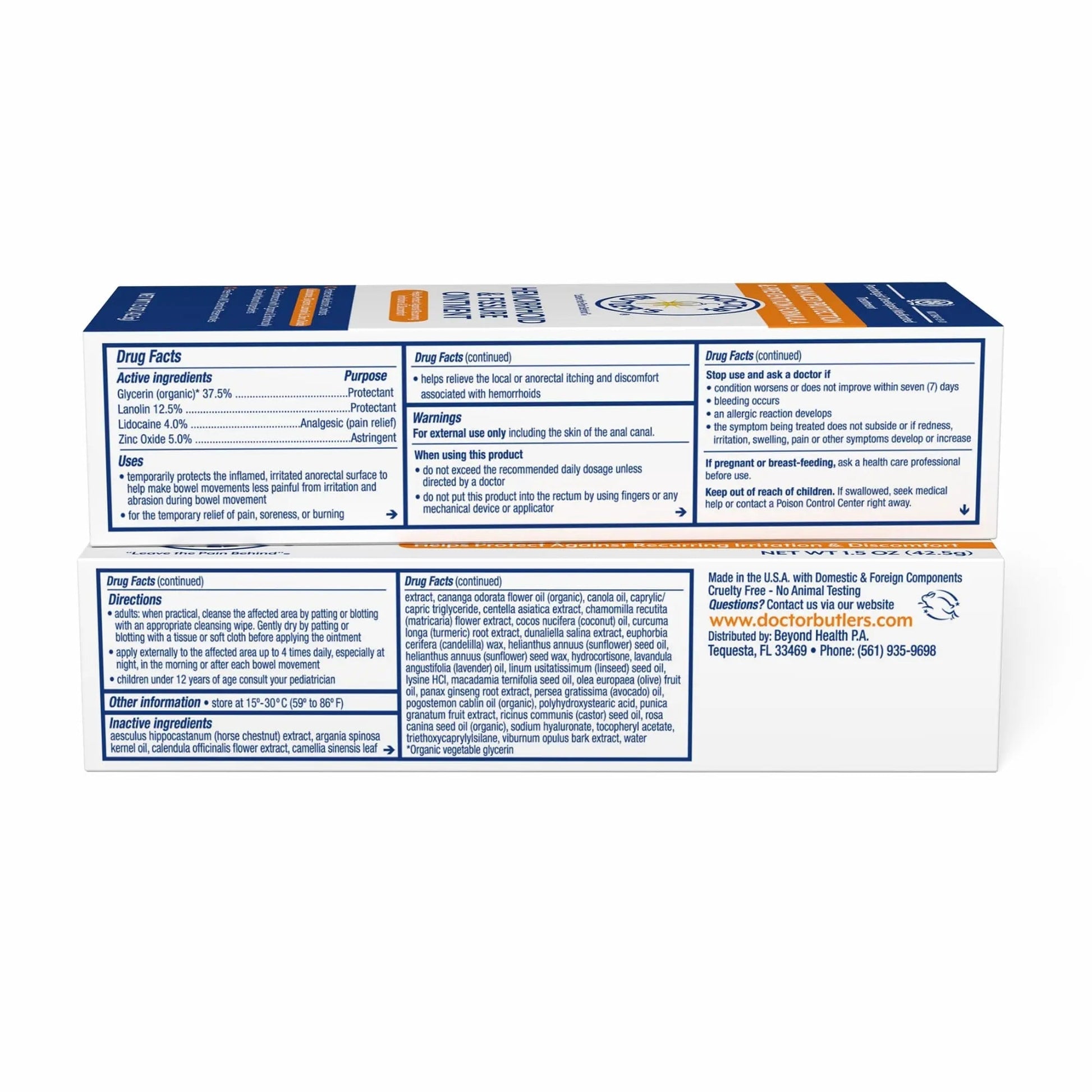 Doctor Butler's Advanced Hemorrhoid & Fissure Ointment – Lidocaine Hemorrhoid Treatment and Fissure Treatment Extra Strength Formula, Heals and Provides Fast Pain and Itch Relief* (1.5 oz.) Doctor Butler's buy supplements canada