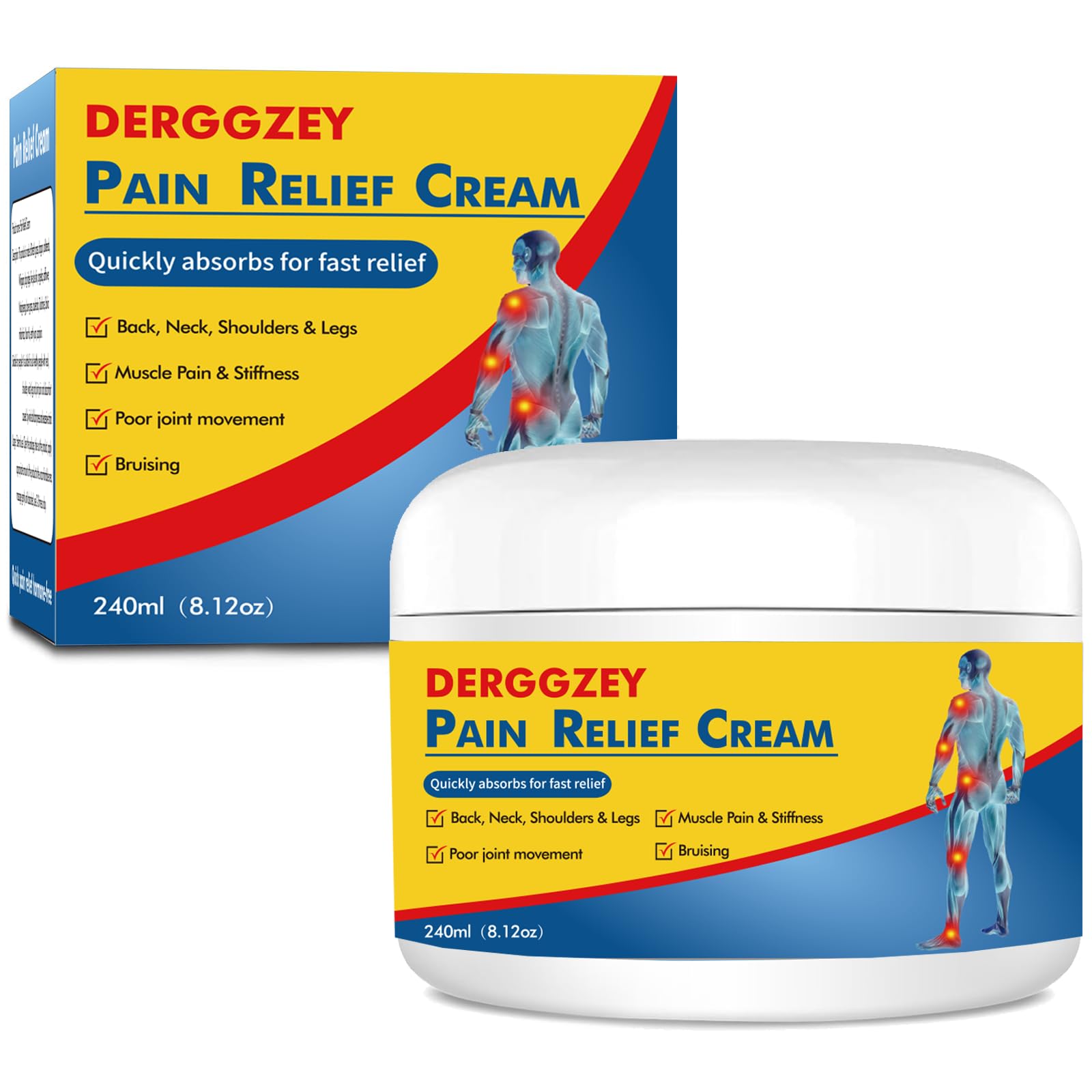 Derggzey Naturals Arthritis Pain Relief Cream 8 oz - Maximum Strength Deep Penetrating for Joint, Muscle, Knee, Back, Feet, Hand, Ankle - Effective Soothing Derggzey buy supplements canada