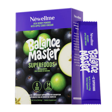 NEWELLME Balance Master Acai Apple Cider Vinegar Powder, Healthy Blood Sugar Support, Probiotics & Digestive Enzymes for Metabolic Support, Vegan Non-GMO, 14 Servings NEWELLME buy supplements canada
