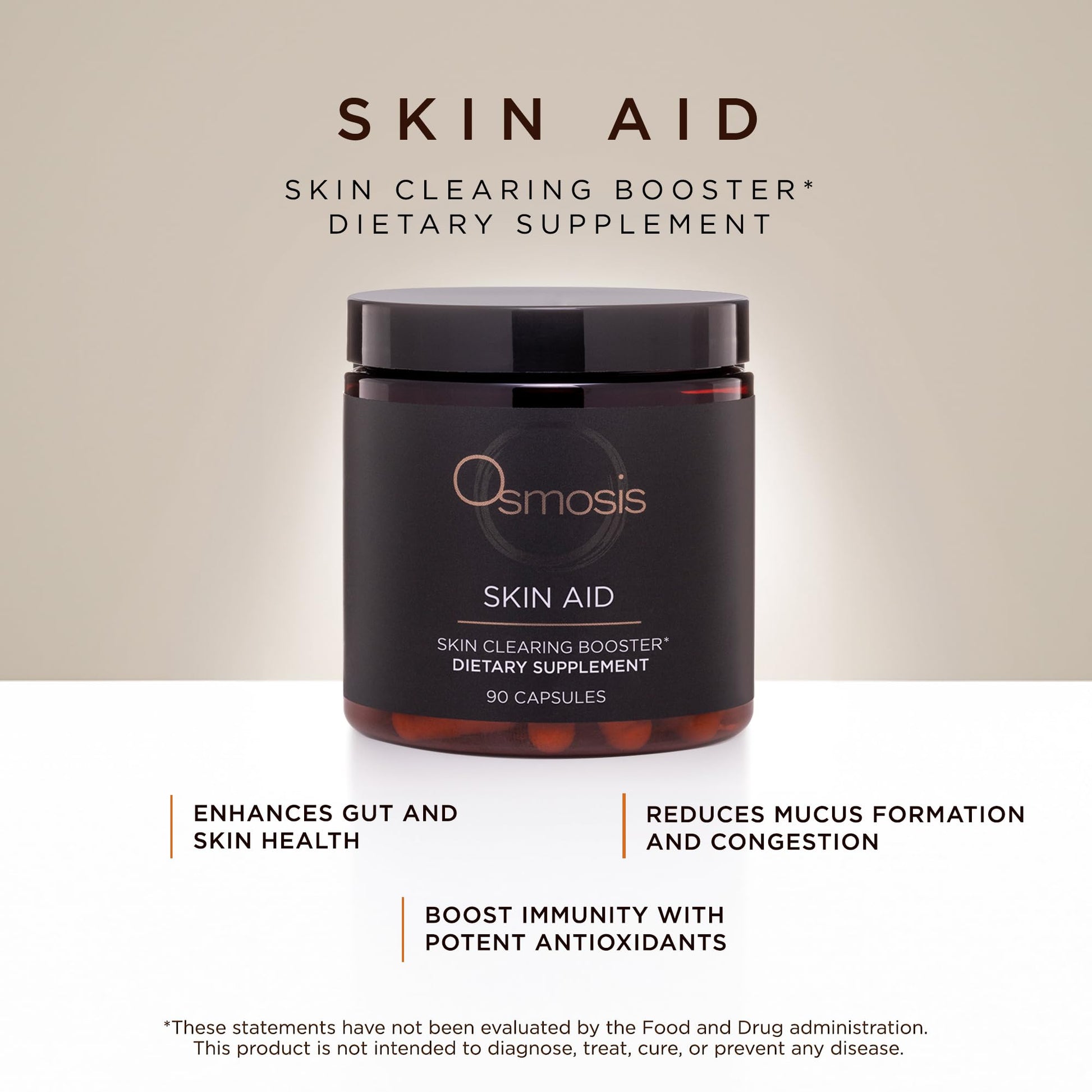 OSMOSIS Skin Aid Daily Supplement, Microbiome and Immunity Support, Vitamin A, for Acne and Blemish Prone Skin, 90 Count OSMOSIS buy supplements canada