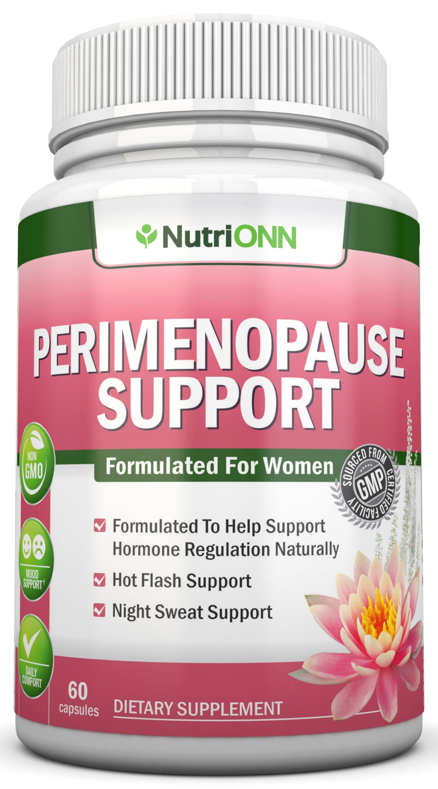 NutriONN Perimenopause Supplement for Women - Natural Support for Hot Flashes & Night Sweats - Improved Mood & Sleep - 11 Herbal Ingredients with Black Cohosh & Red Clover - Hormone Balance - Non-GMO NutriONN buy supplements canada