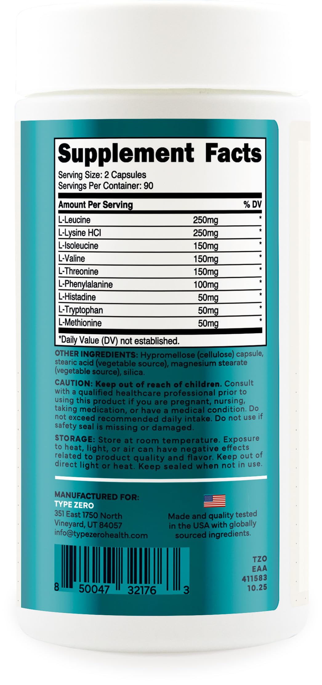 Type Zero Clean EAA Capsules (1,200mg per Serving), Essential Amino Acids Supplement with 9 EAAs, 180 Capsules, 90 Servings Type Zero buy supplements canada