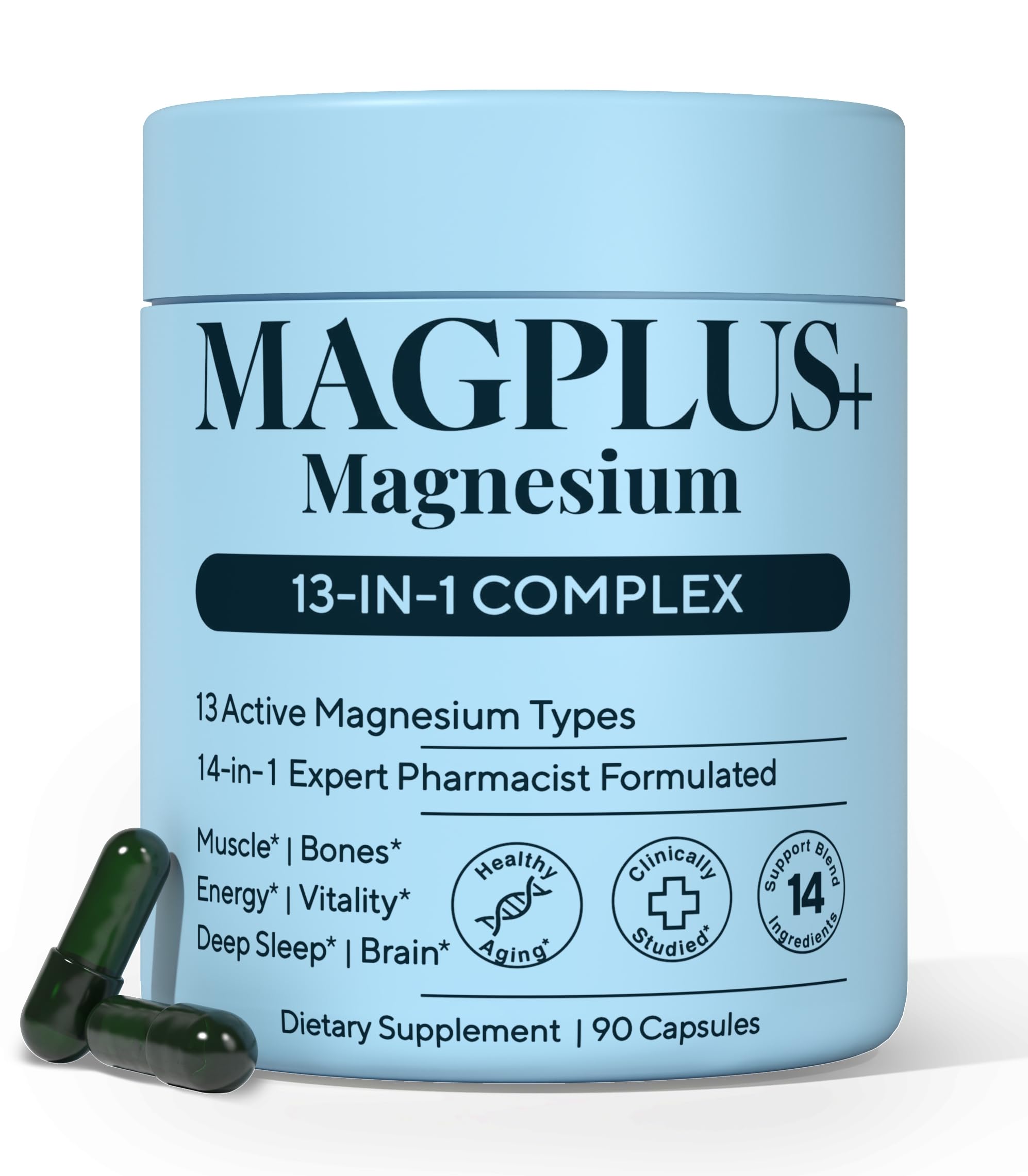 Magnesium Complex for Women & Men, 1000mg – MAGPLUS+ 13-in-1 Advanced Liposomal Ultra Formula – Glycinate, L-Threonate & Triple Magnesium Blend – Brain, Memory & Deep Sleep – 90 Capsules Plus+Ultra buy supplements canada