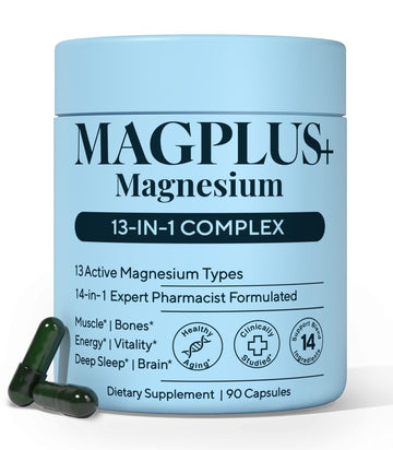 Magnesium Complex for Women & Men, 1000mg – MAGPLUS+ 13-in-1 Advanced Liposomal Ultra Formula – Glycinate, L-Threonate & Triple Magnesium Blend – Brain, Memory & Deep Sleep – 90 Capsules Plus+Ultra buy supplements canada