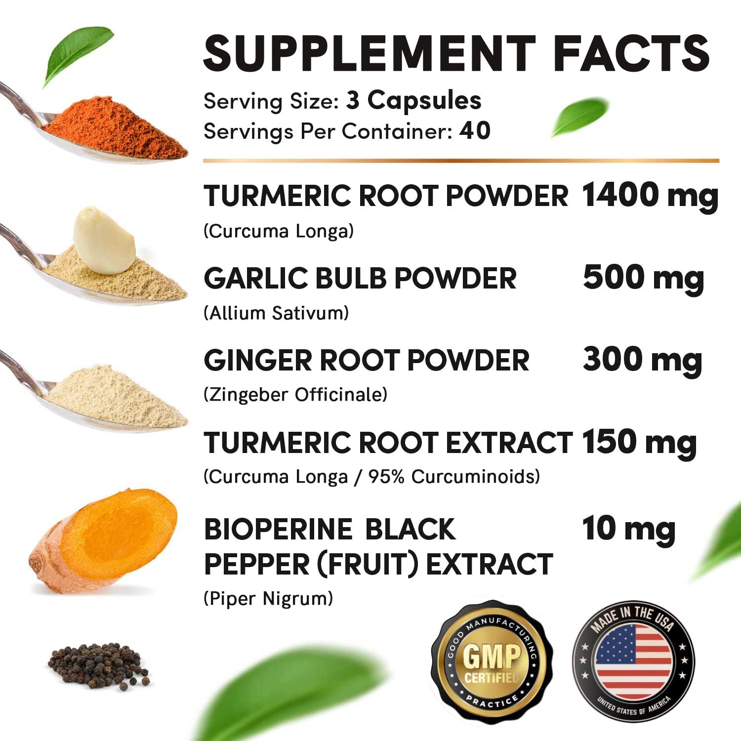 4-in-1 Turmeric and Garlic Supplements with Bioperine 2360 mg (360 ct) Turmeric Ginger MEDCHOICE buy supplements canada