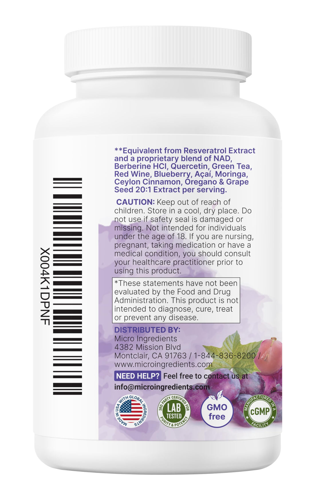 Micro Ingredients Resveratrol NAD Complex 3,000mg for Women & Men, 240 Veggie Capsules | NMN Supplement Alternative | 11-in-1 Blend with NAD+, Quercetin, Moringa, Berberine, Grape Seed, & Oregano Micro Ingredients buy supplements canada