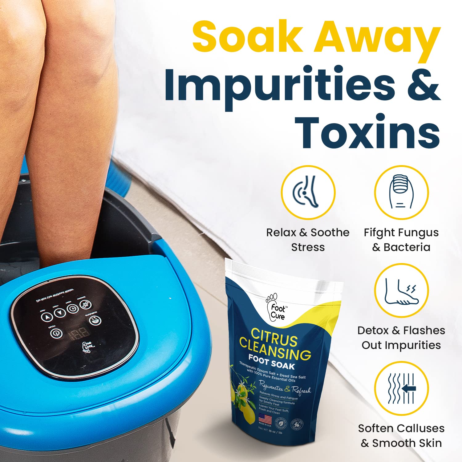 Citrus Detox Foot Soak With Epsom Salts - for Foot Callus, Immune Boost, Damaged Toenail FOOT CURE buy supplements canada