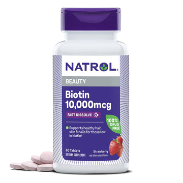 Natrol Biotin 10000mcg, 4X Faster Dissolve Supplement for Healthy Hair, Skin and Nails for Those Low in Biotin, Plus Energy Metabolism Support Natrol buy supplements canada