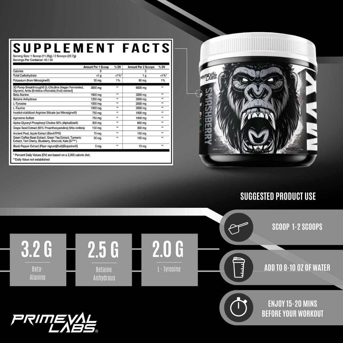 Primeval Labs ApeSh*t Max Pump Premium Pre-Workout | Muscle Pump & Vascularity Primeval Labs buy supplements canada