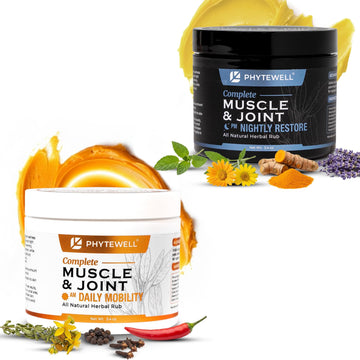 PHYTEWELL Muscle & Joint Rub Balm - Day & Night Pain Relief for Back, Knee, & Shoulder - Crafted with Arnica, Clove & Black Pepper to Support Recovery & Relaxation – Premium Non-Greasy Texture PHYTEWELL buy supplements canada