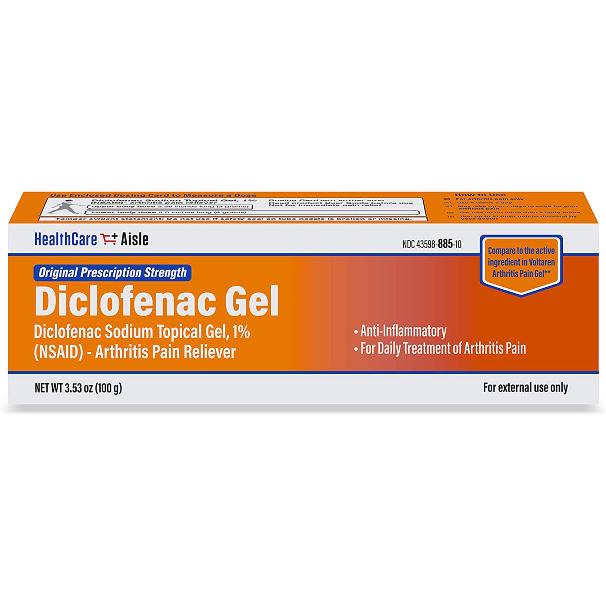 HealthCareAisle Diclofenac Gel, 1%, Arthritis Pain Relief - 100 g tube - Original Prescription Strength (NSAID) HealthCareAisle buy supplements canada