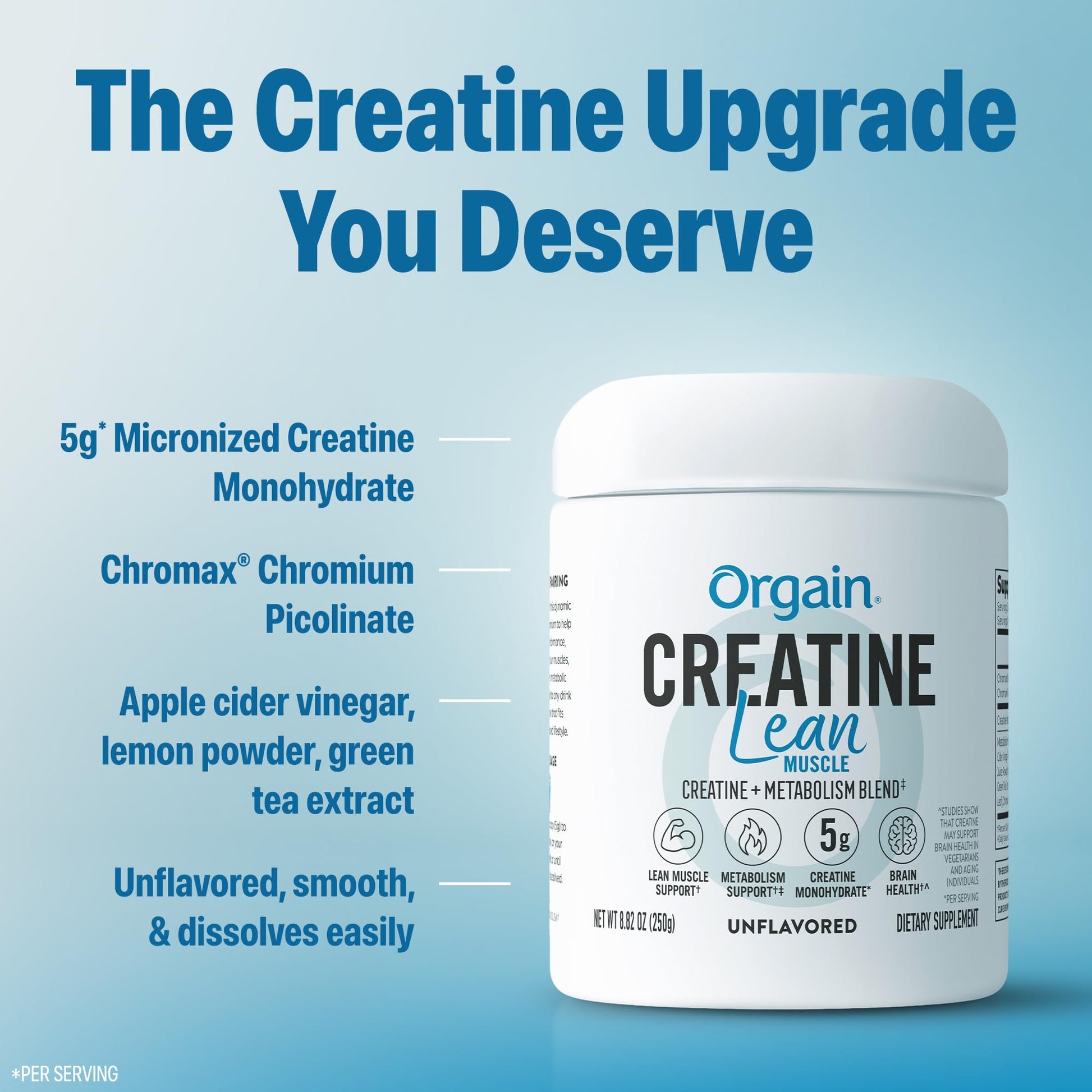 Orgain Micronized Creatine Monohydrate Lean Muscle Powder with Metabolism Blend, Unflavored, 50 Servings, Supports Muscle Strength and Brain Health, No Dairy or Soy, Gluten Free, Vegan Orgain buy supplements canada