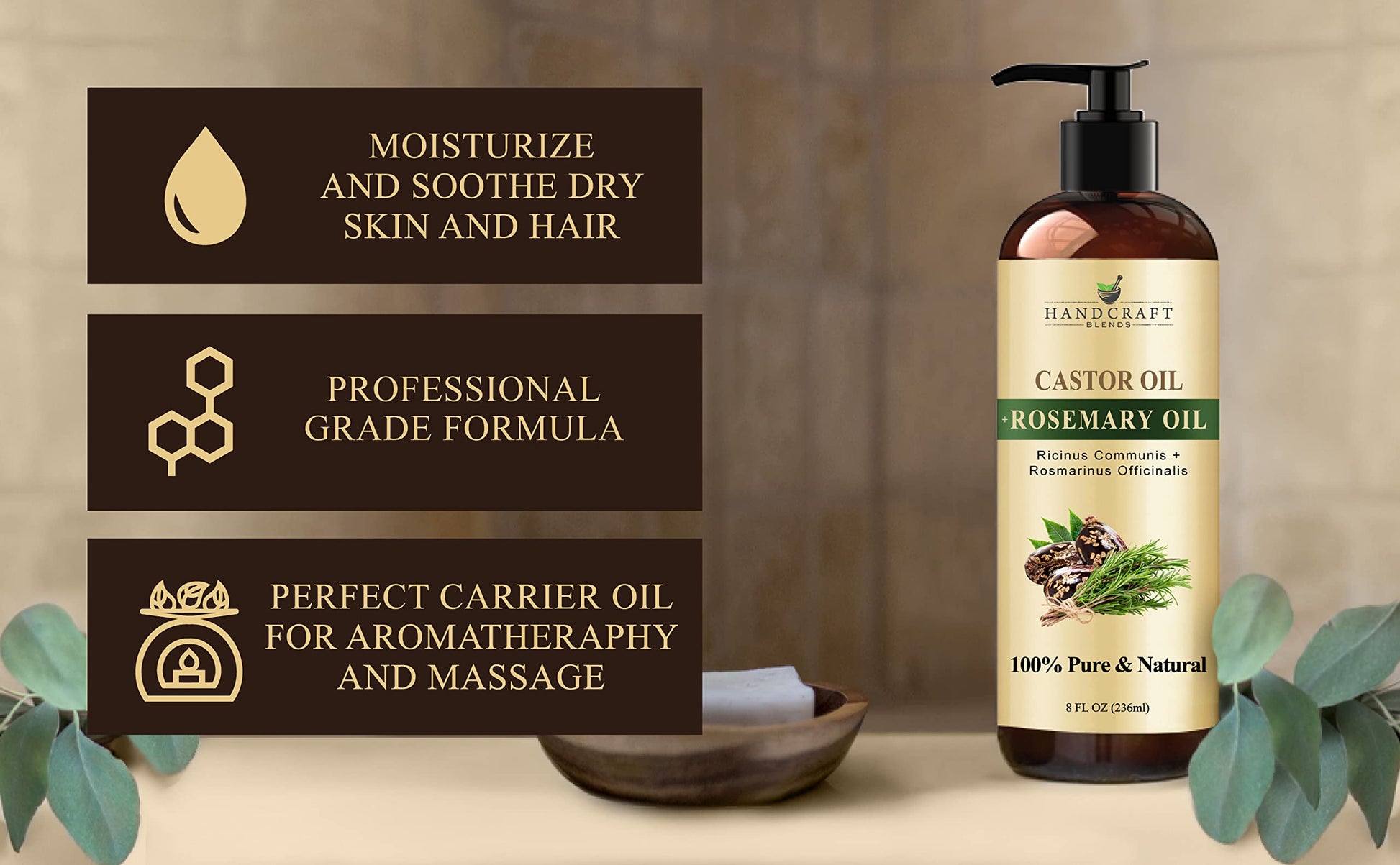 Handcraft Blends Castor Oil with Rosemary Oil for Hair Growth, Eyelashes, Eyebrows Handcraft Blends buy supplements canada