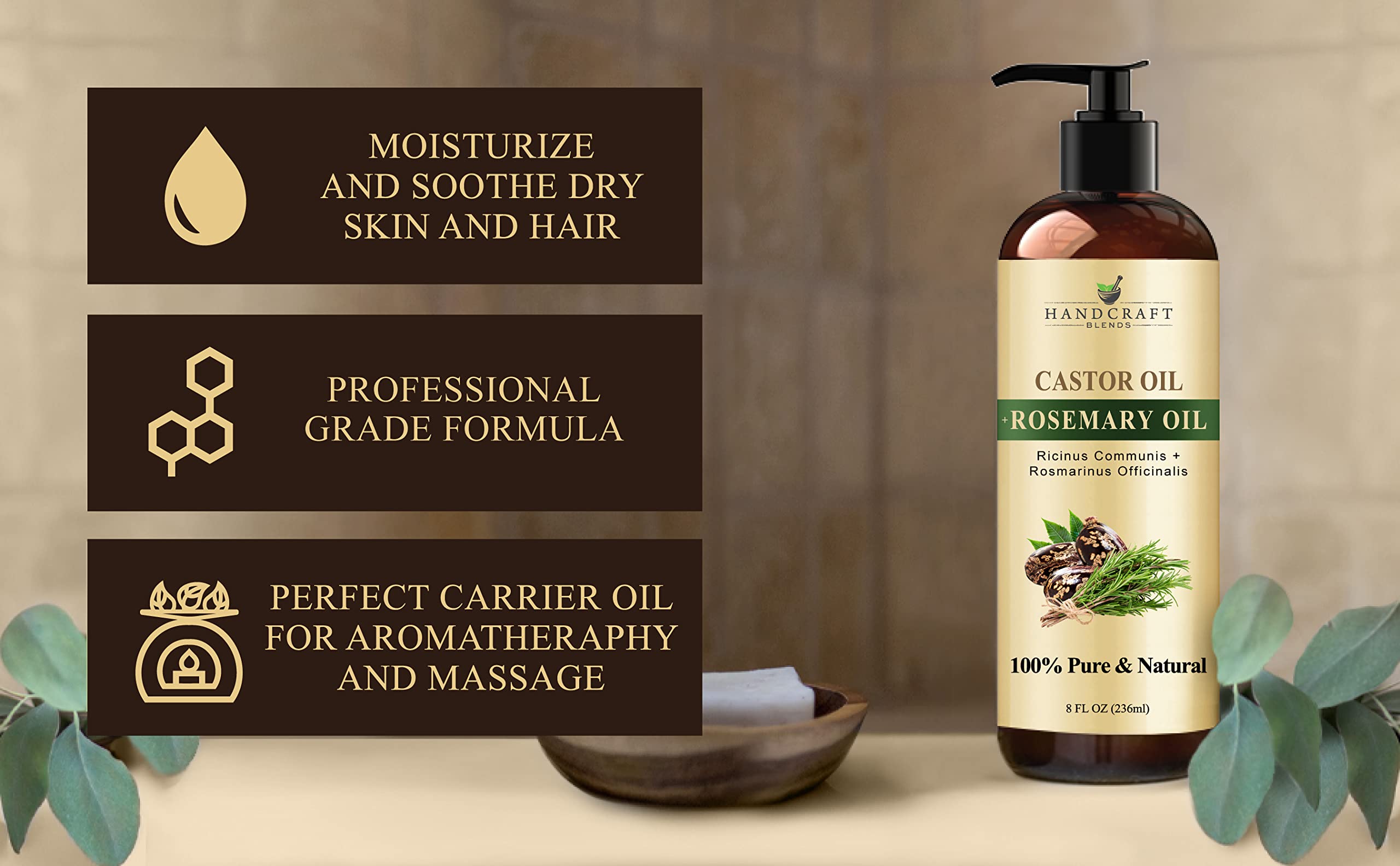 Handcraft Blends Castor Oil with Rosemary Oil for Hair Growth, Eyelashes, Eyebrows Handcraft Blends buy supplements canada