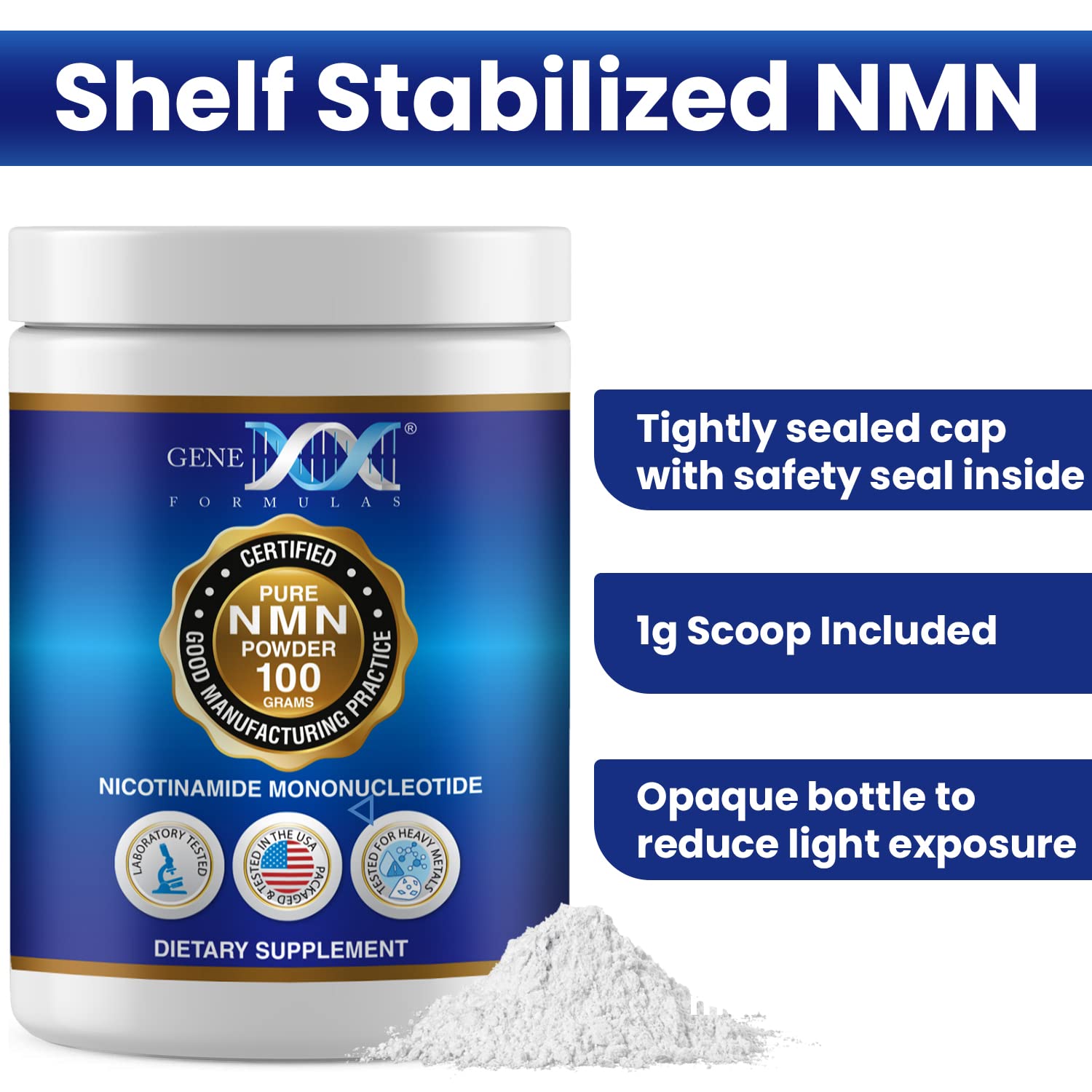 Genex Formulas Pure NMN Powder 100 Grams, Instant Dissolve, Shelf Stable, Non-Synthetic, PVP Free, Ultra-Low Density, 99.9% Pure NMN, Made in a US-Based, GMP, NSF & FSSC 22000 Certified Facility Genex Formulas buy supplements canada