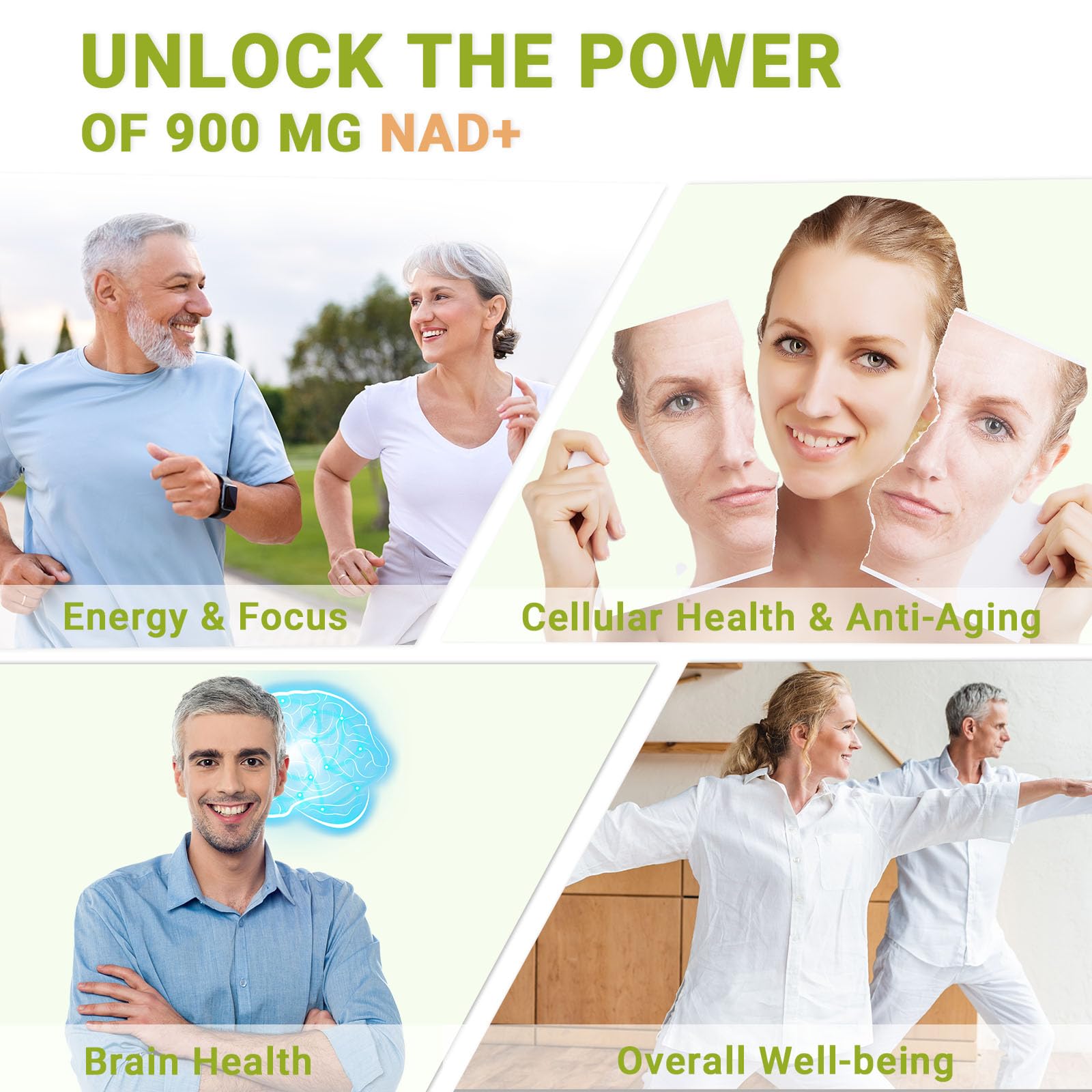Buporai NAD Supplement 900mg with Resveratrol & Quercetin, NAD Supplement for Anti-Aging, Cellular Energy & Repair-100 Capsules Buporai buy supplements canada