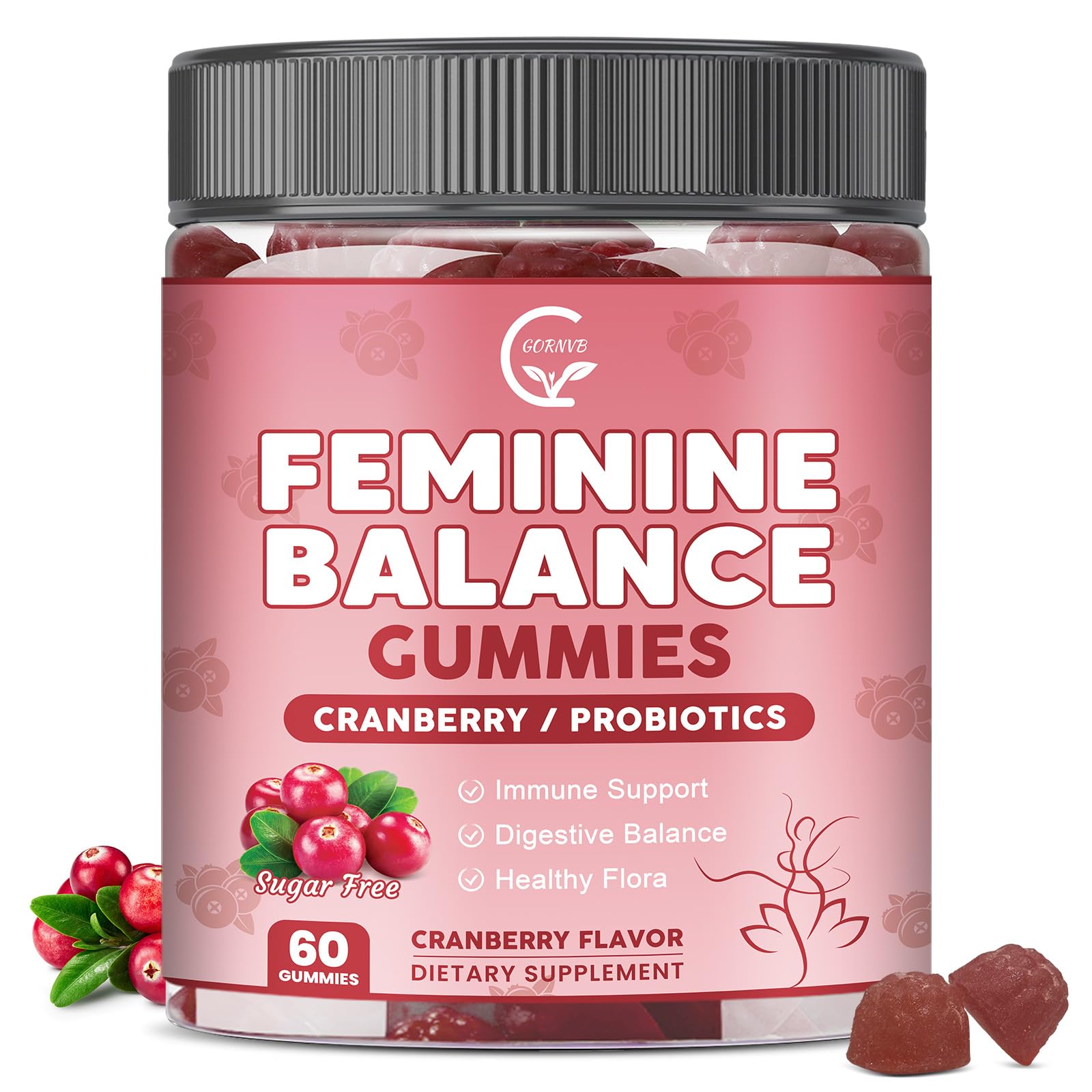 GORNVB Premium Feminine Balance Gummies for Women, Support pH Balance & Vaginal Probiotics Health Gummies with Cranberry Pineapple Powder, D-Mannose, Sugar Free, Gluten Free, Vegan GORNVB buy supplements canada