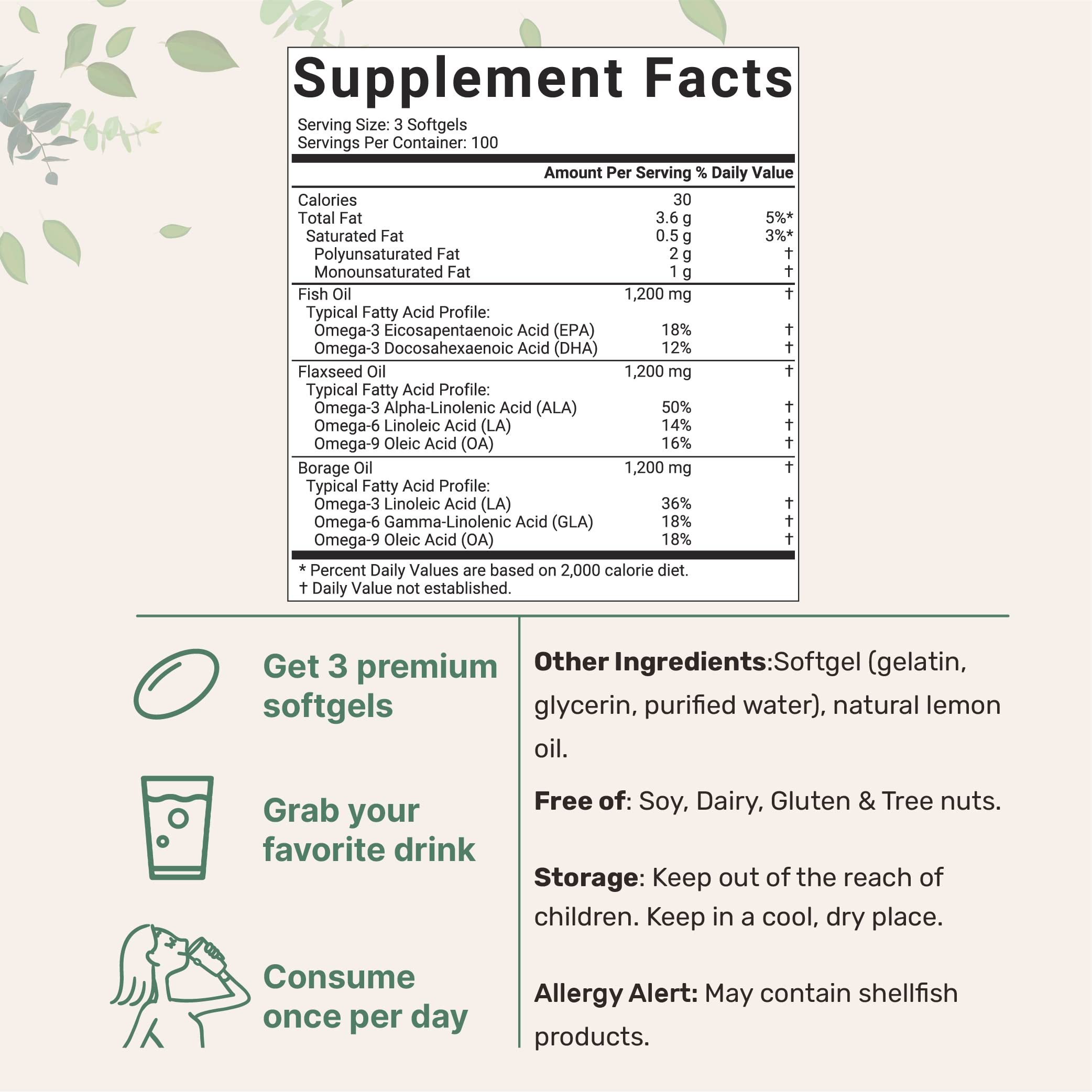Ultra Omega 3-6-9 3600mg Perserv, 300 Burpless Softgels | Lemon Flavor Micro Ingredients buy supplements canada