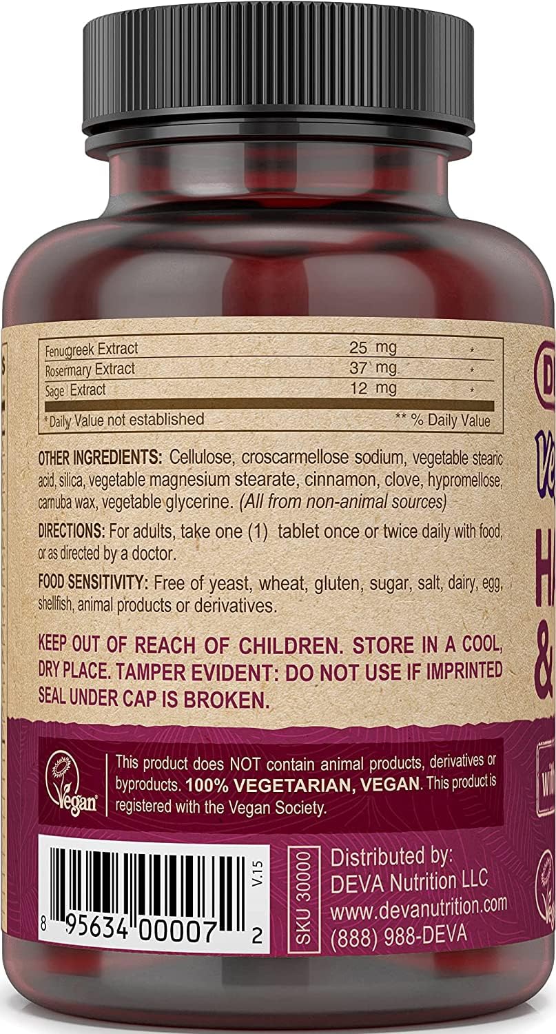 DEVA Vegan Vitamins Hair, Nails & Skin Supplement with 500 mcg of Biotin Per Tablet 90 Tablets (Pack of 2) DEVA buy supplements canada
