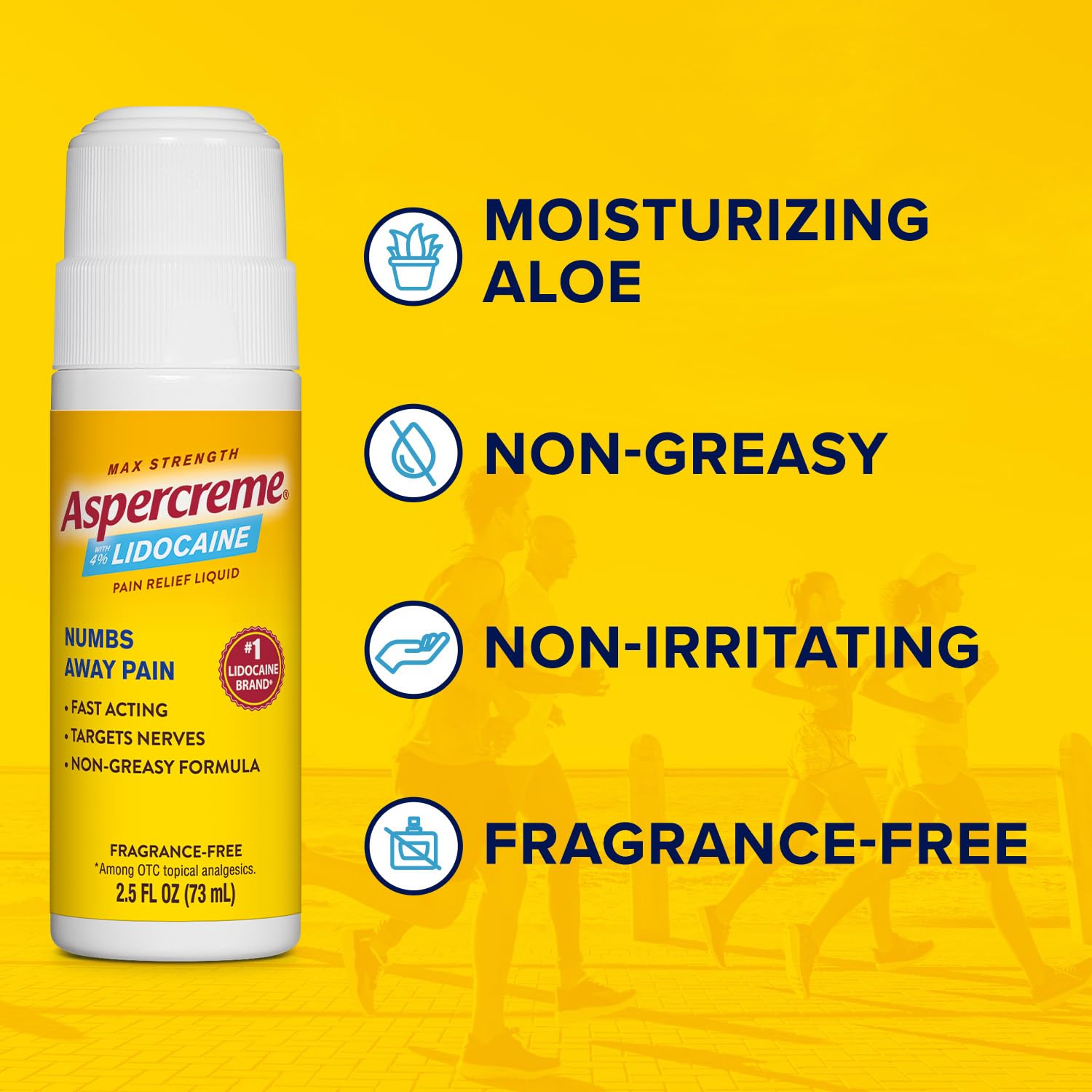 Aspercreme Odor Free Max Strength Lidocaine Pain Relief Liquid with Roll-On No Mess Applicator, 2.5 oz. Aspercreme buy supplements canada