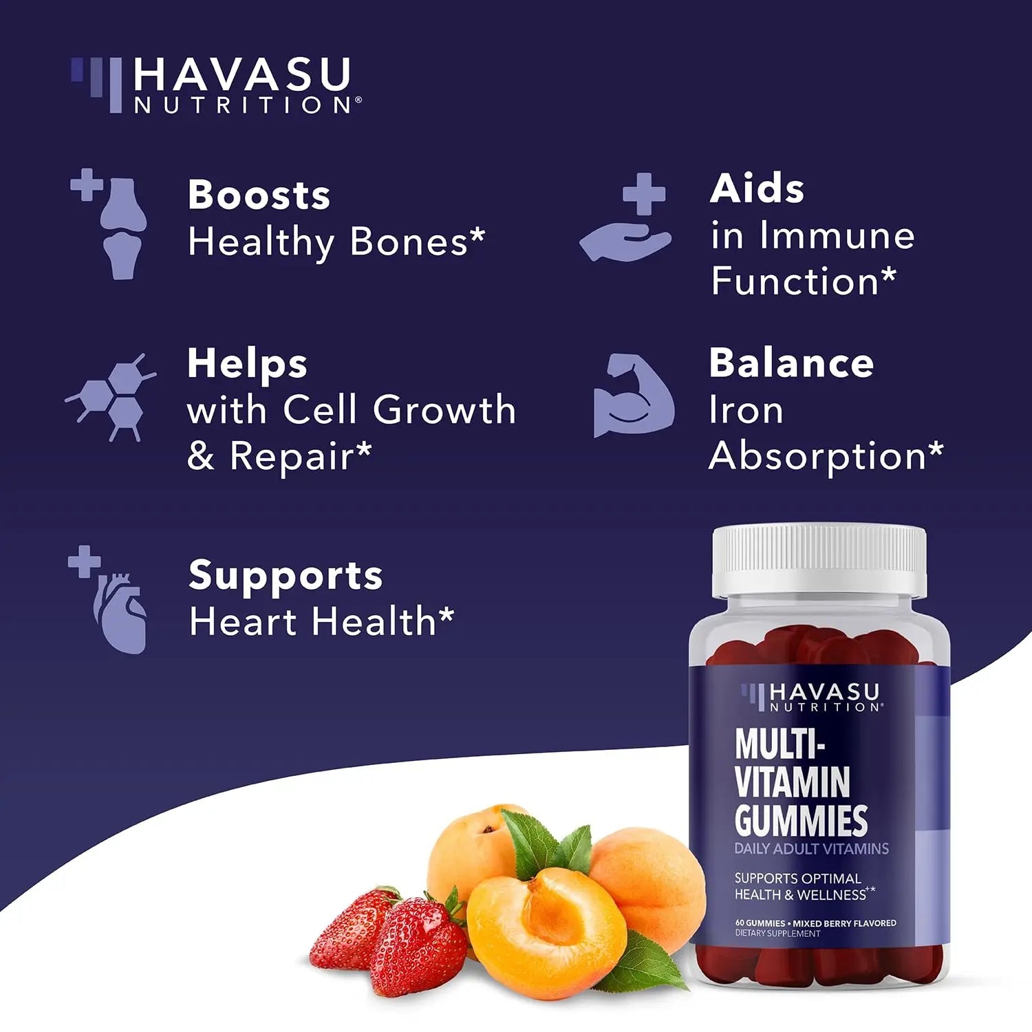 Multivitamin Gummies for Adults - Daily Gummy with Vitamin C, D, and Zinc for Men and Women - 60 Count - GLP-1 Nutritional Support HAVASU NUTRITION buy supplements canada