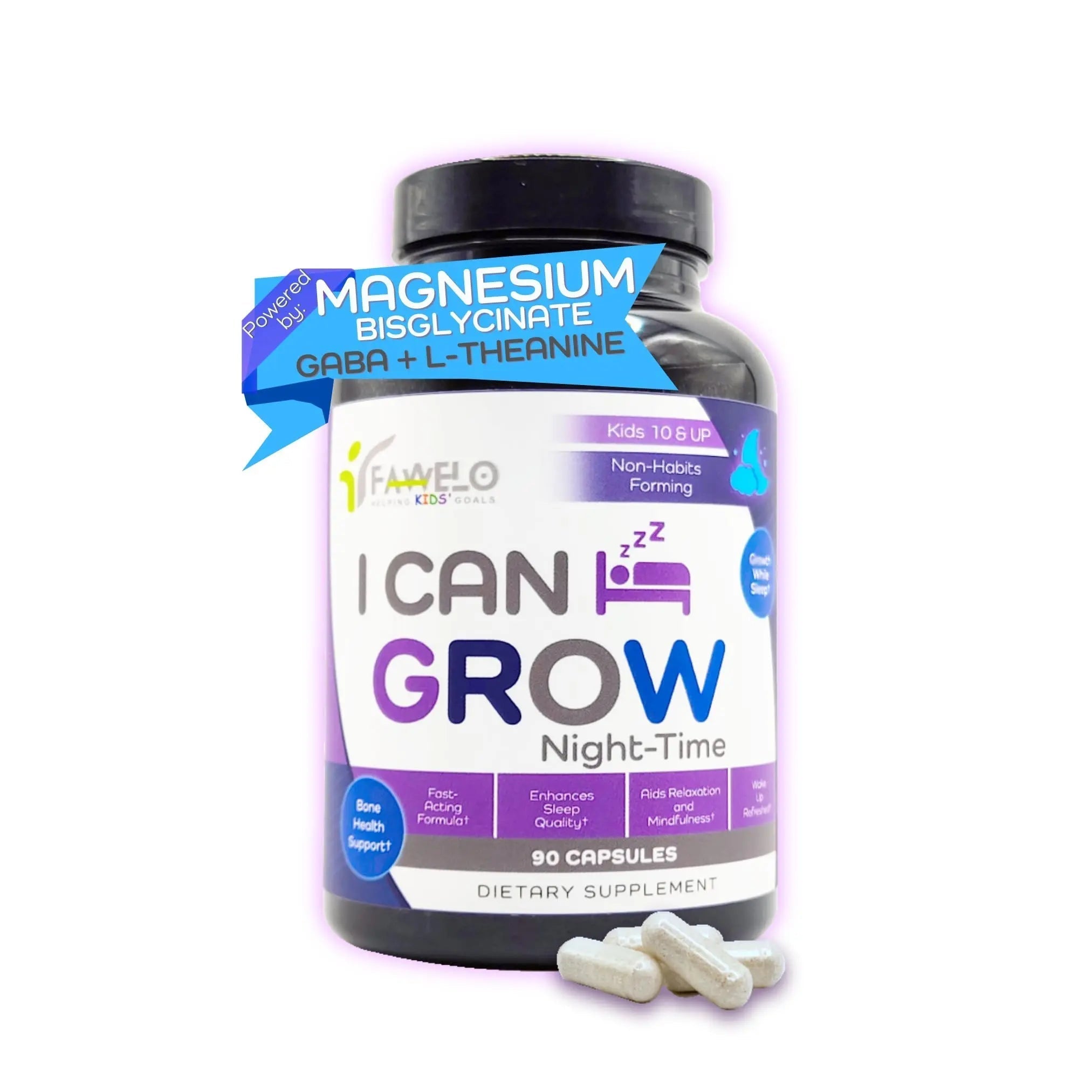 I Can Grow NightTime Kids Vitamins Multivitamin Sleep Aid | Magnesium for Kids with Magnesium Bisglycinate | Natural Calm & Recovery | Fawelo buy supplements canada