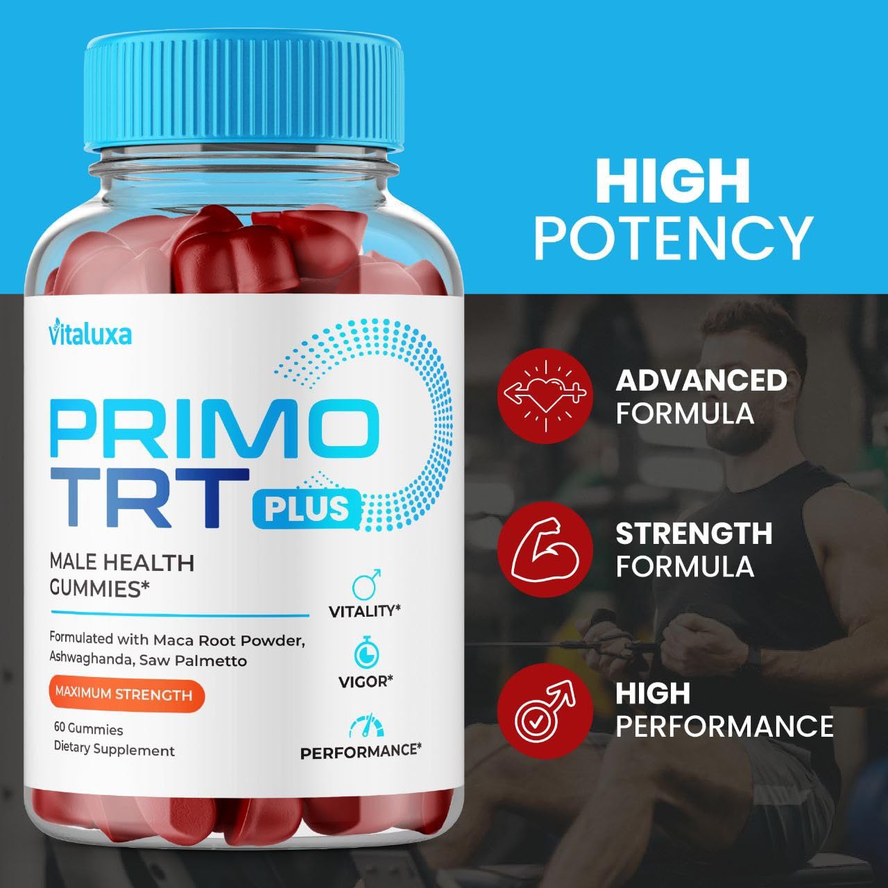 (2 Pack) Primo TRT Gummies, Primo TRT Advanced Performance Blend Supplement, PrimoTRT Try Prime Gomitas Maximum Strength for Males Support for Overall Health Wellness All Natural Ingredients (120 Ct) Vitaluxa buy supplements canada
