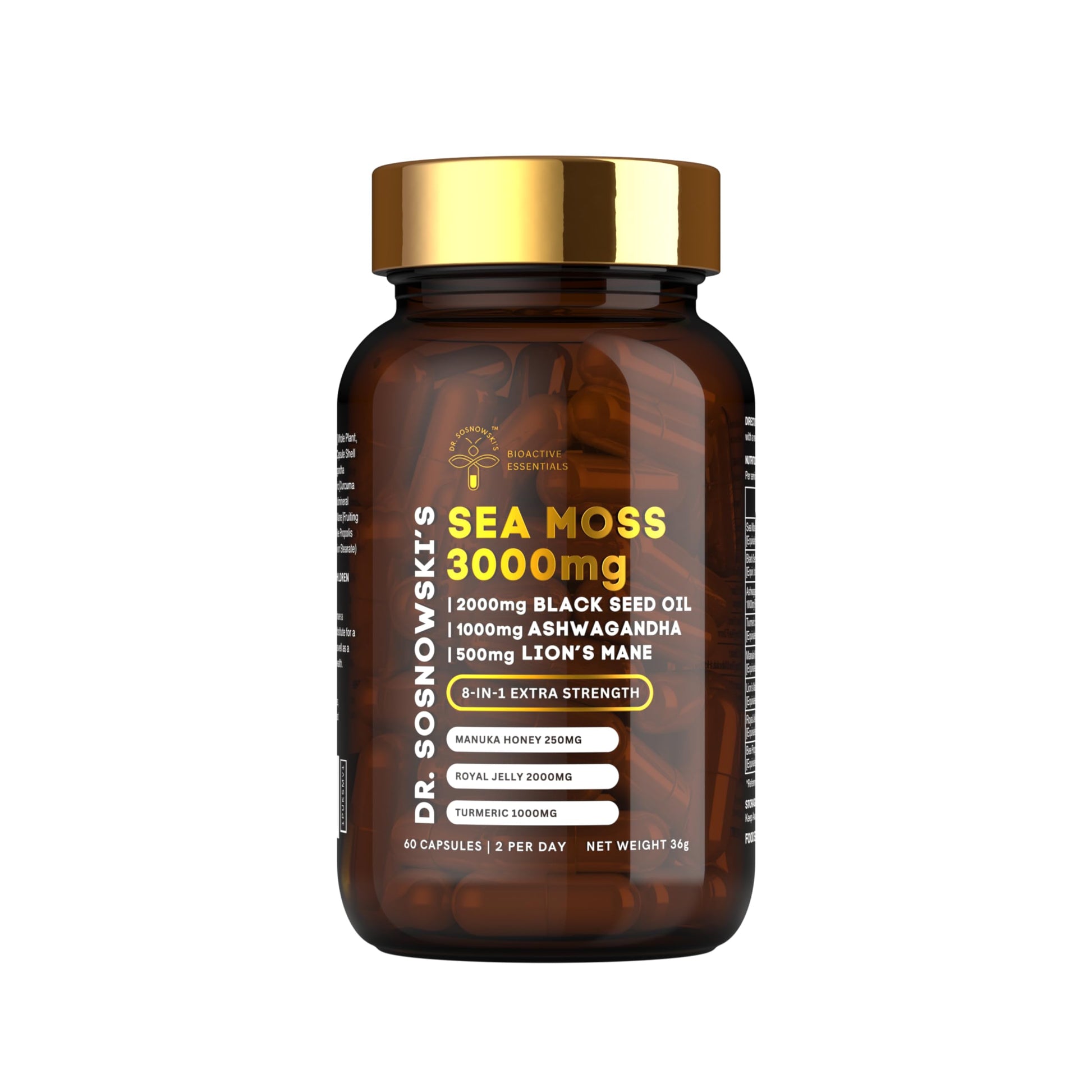 Dr Sosnowski's BioActive Sea Moss | 8-in-1 Formula Enriched with Black Seed, Ashwagandha, Turmeric, Manuka Honey, Lion's Mane, Royal Jelly, Bee Propolis Extract | 60 Capsules Dr Sosnowski's buy supplements canada