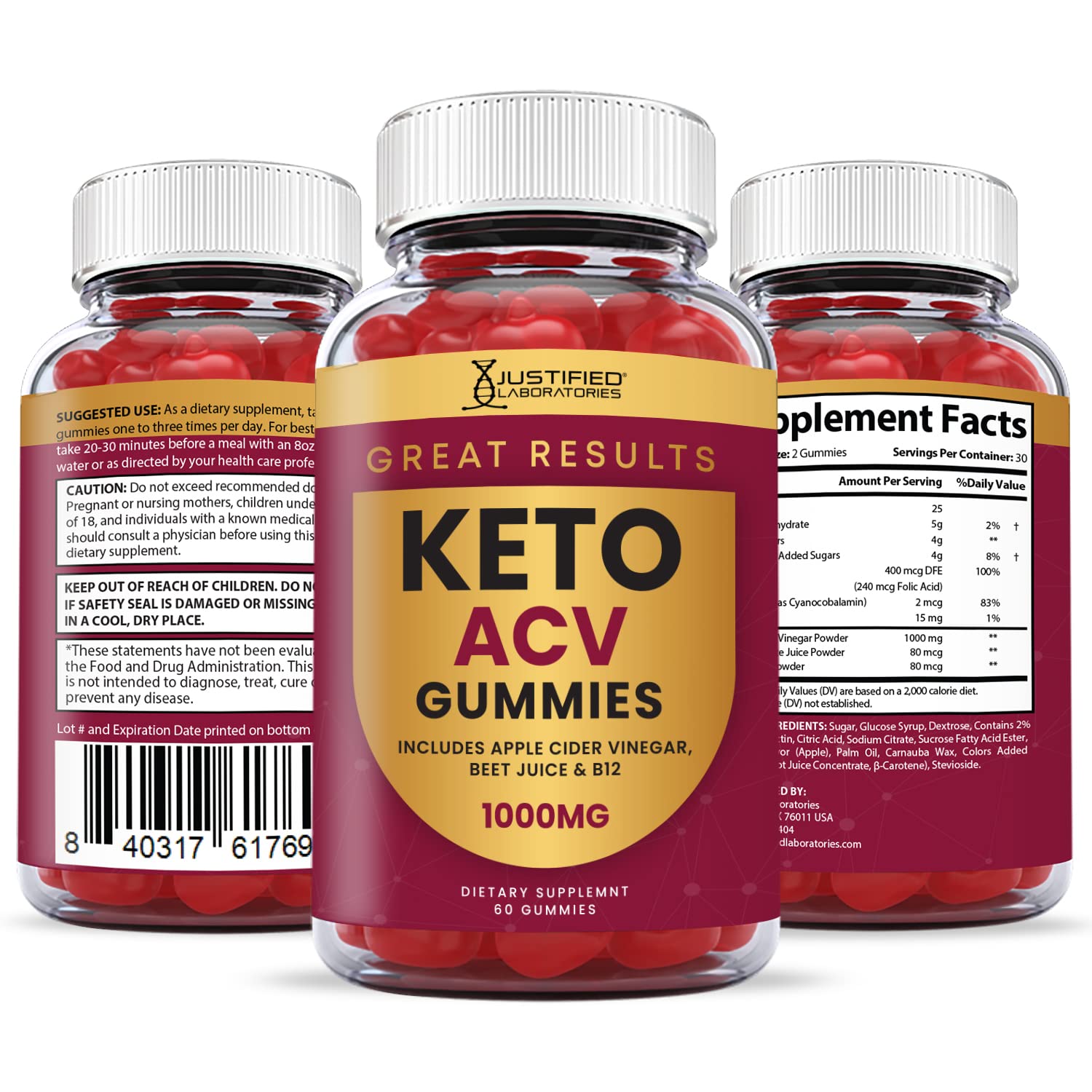 Justified Laboratories Great Results Keto ACV Gummies 1000MG with Pomegranate Juice Justified Laboratories buy supplements canada