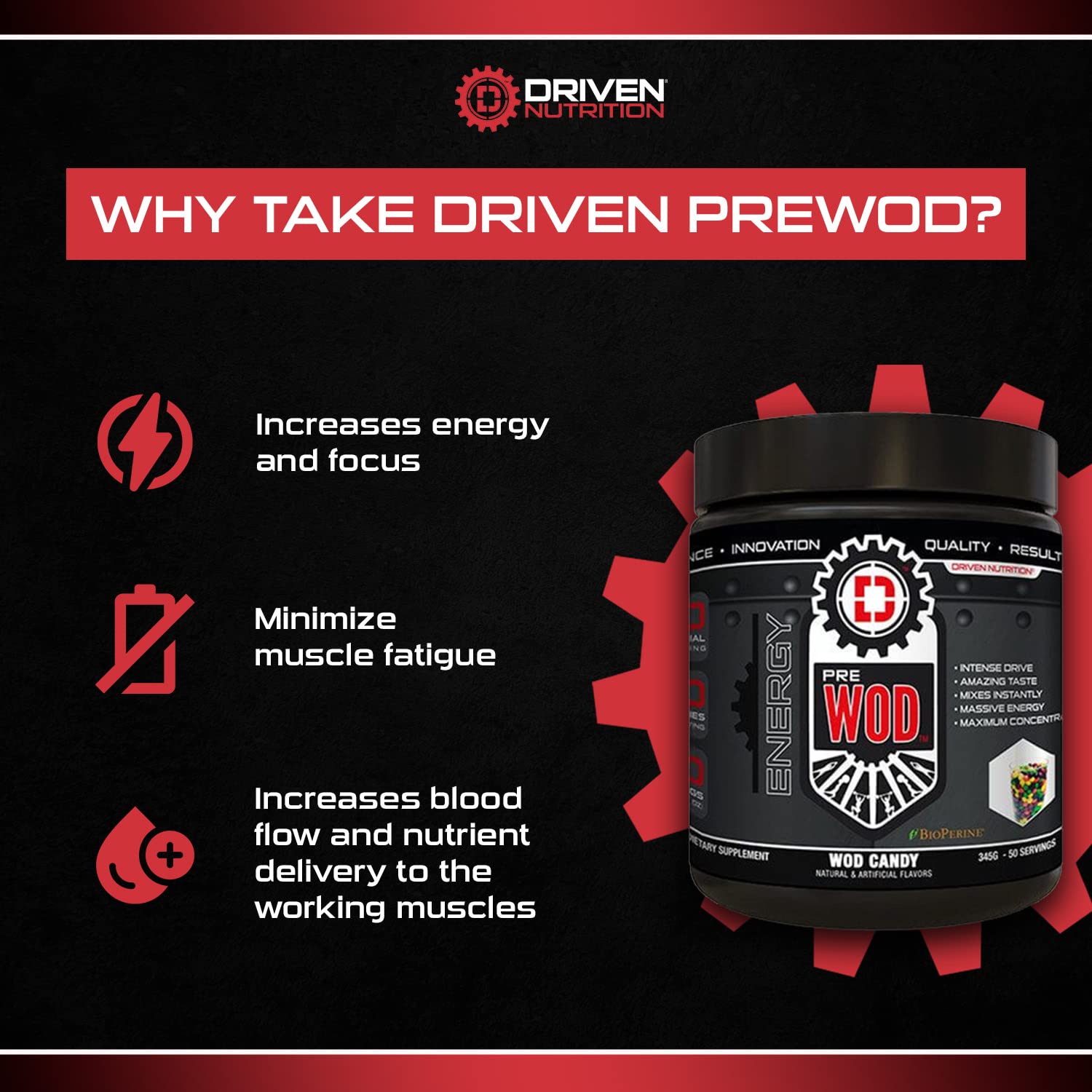 Driven PREWOD Energy Matrix, 50 Servings - Pre-Workout Supplement with Caffeine Driven Nutrition buy supplements canada