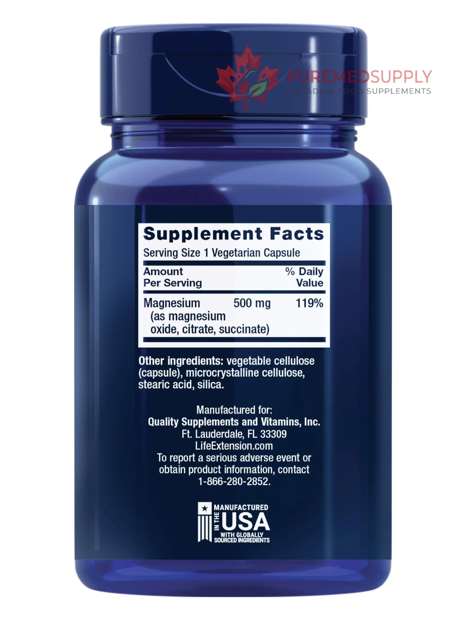 Life Extension Magnesium Caps, 500 mg, Magnesium Oxide, Citrate, and Succinate, Heart Health, Healthy Bones, Metabolism Support, 100 Vegetarian Capsules Life Extension buy supplements canada