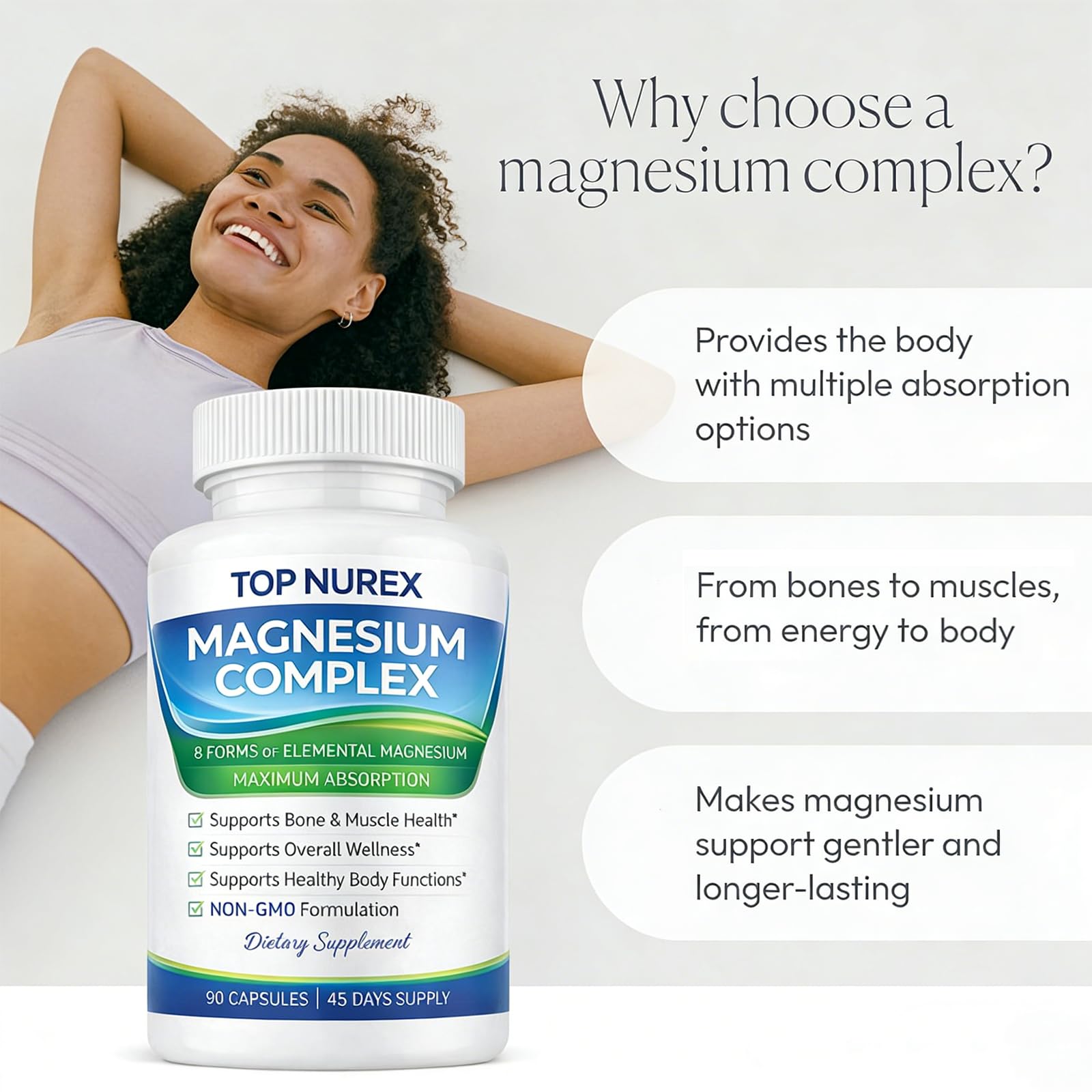 Top Nurex Magnesium Complex 1000 mg, 8-Source Magnesium Blend with Glycinate, Citrate, Malate & Taurate, Vegan Formula, Non-GMO, 90 Capsules Top Nurex buy supplements canada