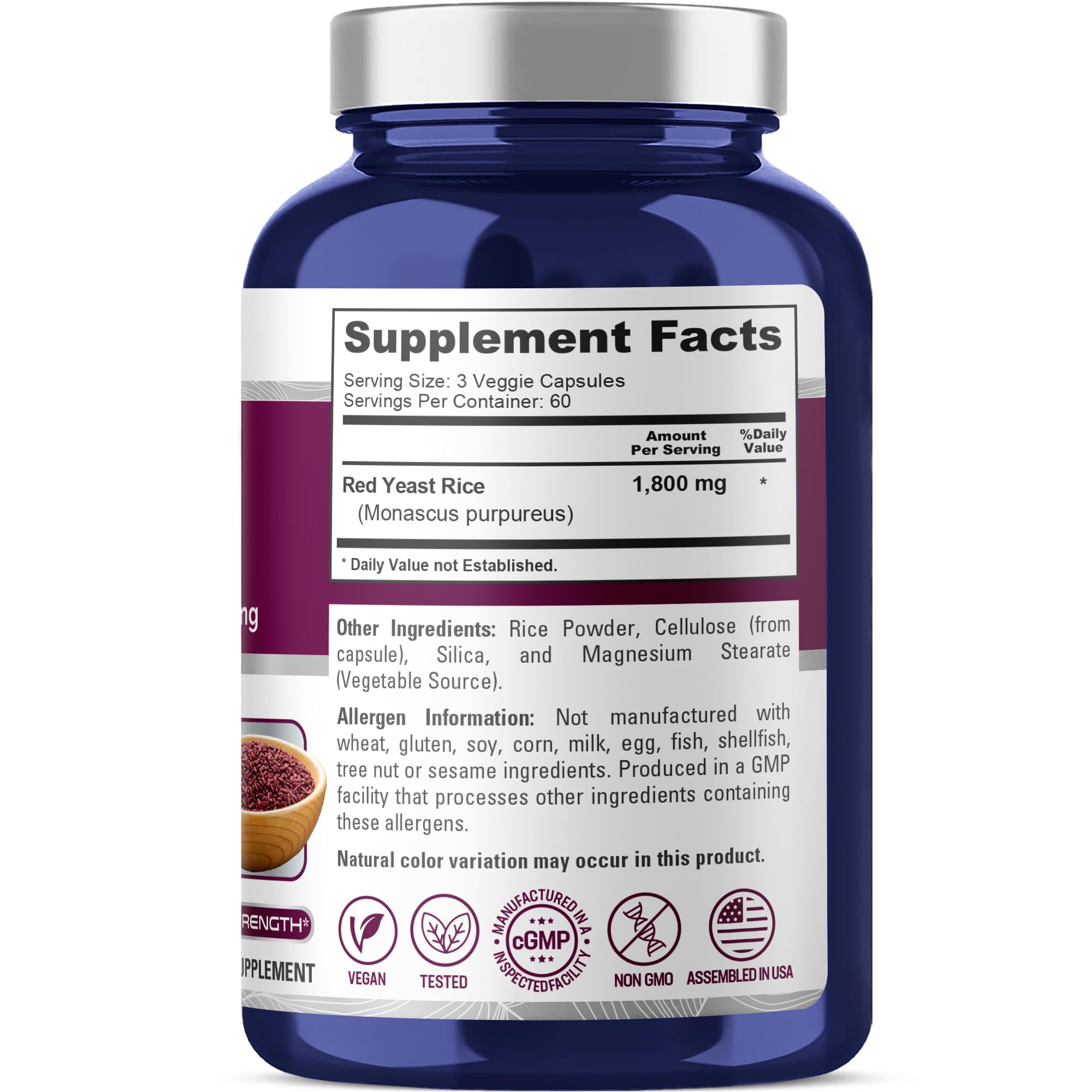 NusaPure Red Yeast Rice 1800mg 180 Veggie Capsules (Non-GMO, Vegan) NusaPure buy supplements canada
