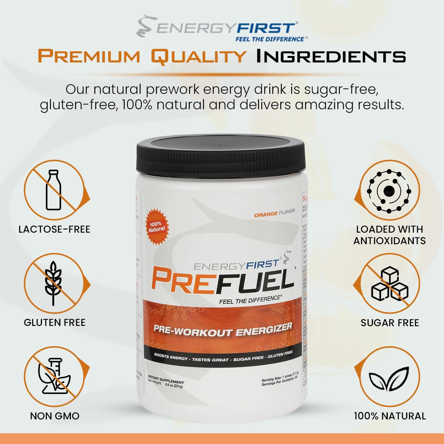 EnergyFirst Prefuel Pre-Workout Powder, Orange Flavor, Boost Energy, Creatine Monohydrate EnergyFirst buy supplements canada
