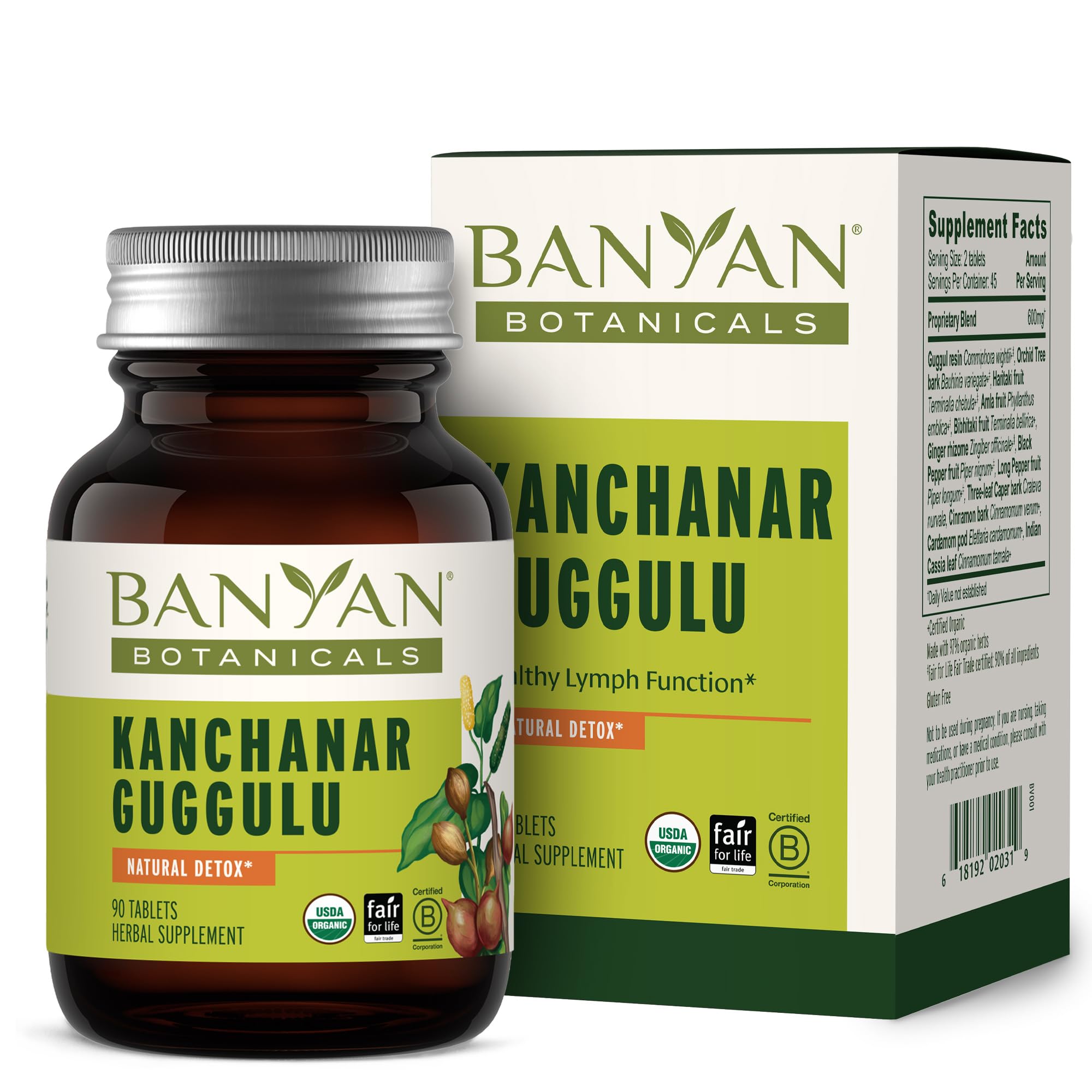 Banyan Botanicals Kanchanar Guggulu Tablets – Organic Lymph Supplement with Guggulu Resin – Promotes the Healthy Elimination of Natural Toxins* – 90 Tablets – Non-GMO Sustainably Sourced Vegan Banyan Botanicals buy supplements canada