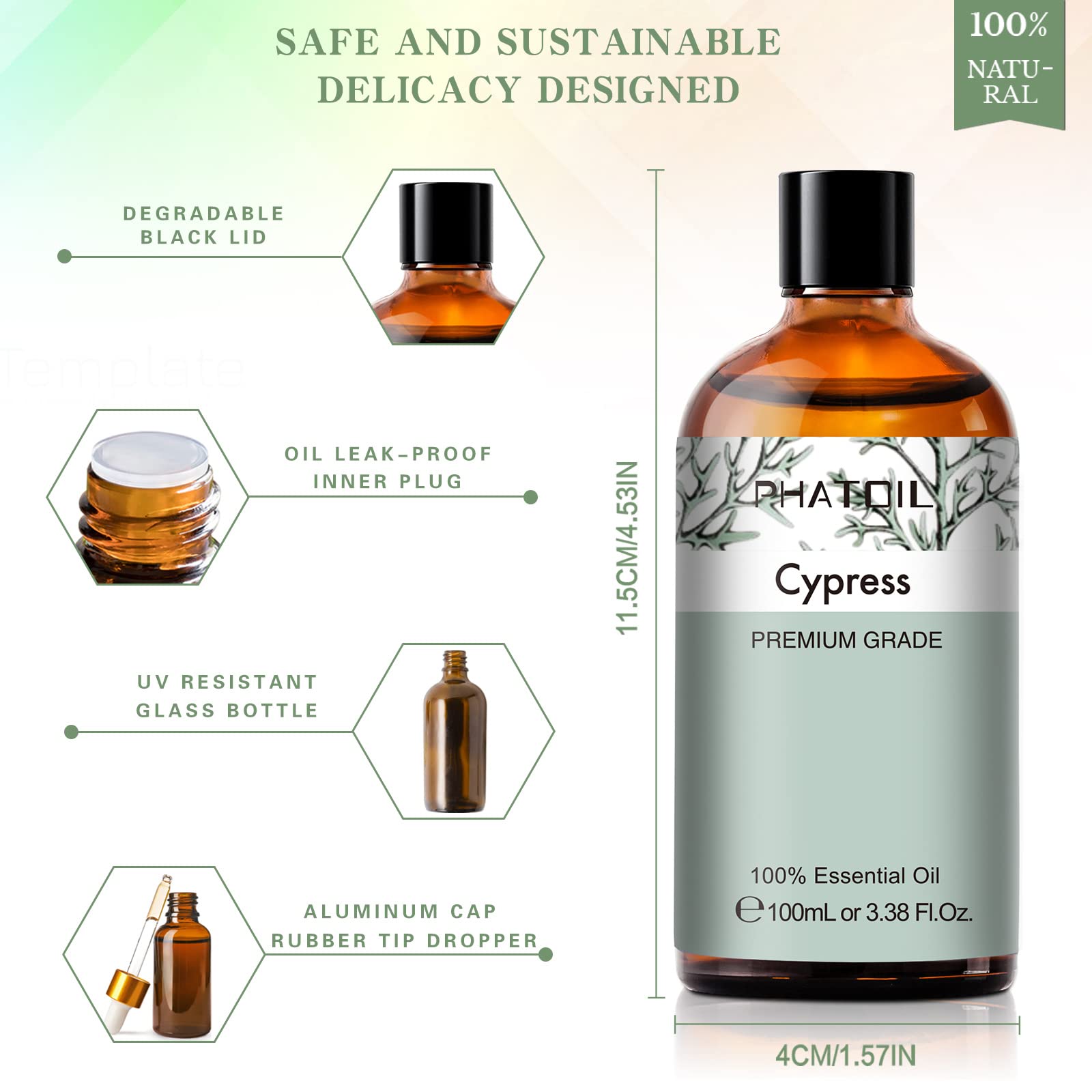 Cypress 3.38fl.oz Essential Oil, PHATOIL Aromatherapy Essential Oils for Diffuser, Humidifier PHATOIL buy supplements canada