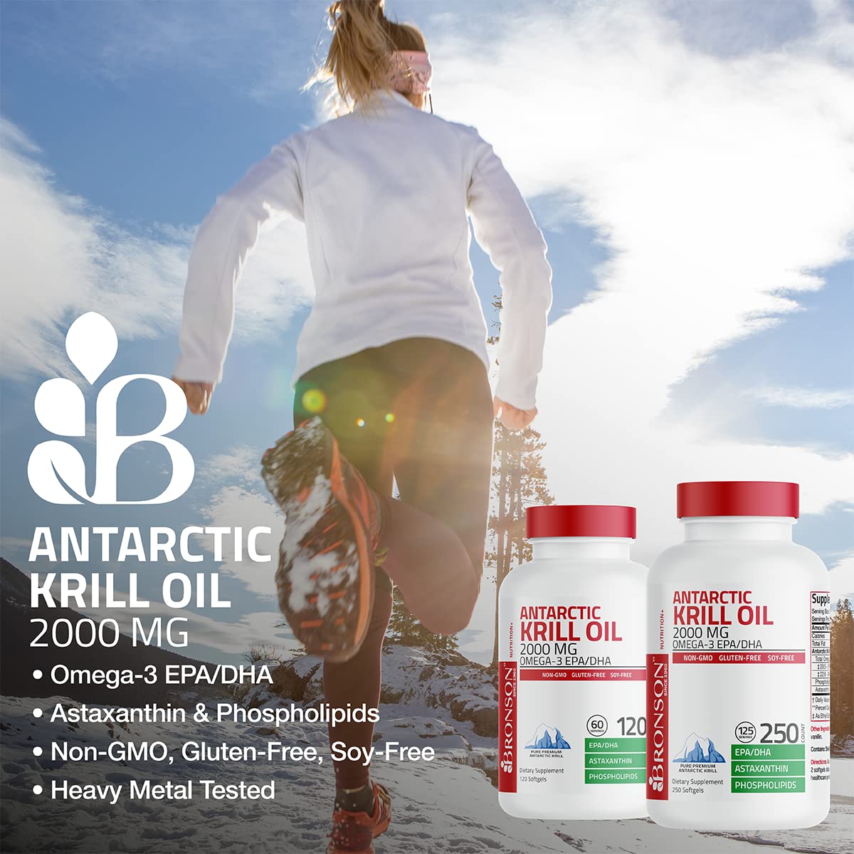 Bronson Antarctic Krill Oil 2000 mg with Omega-3s EPA, DHA, Astaxanthin and Phospholipi Bronson buy supplements canada