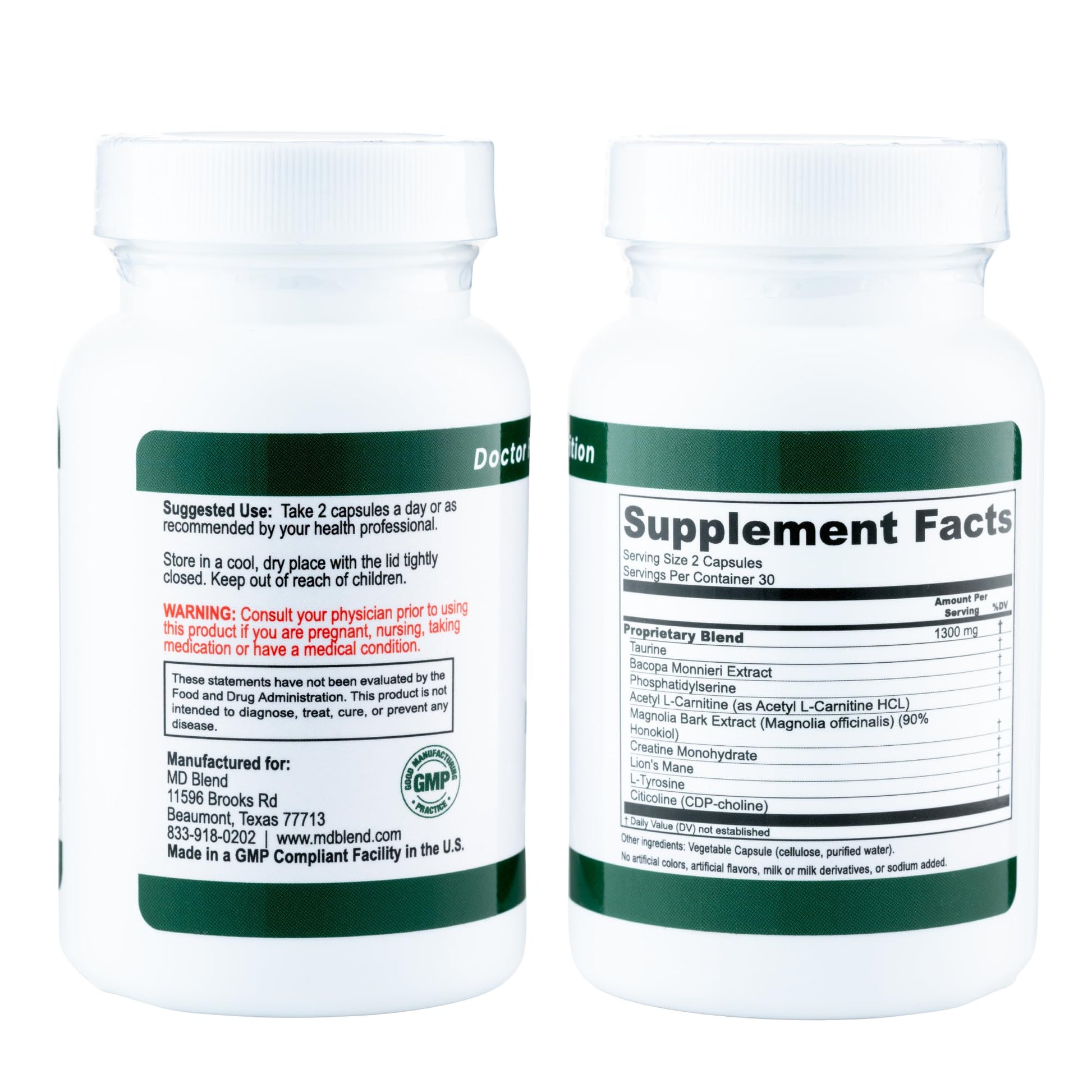 M.D. Blend Brain Support for Memory and Focus - Brain Supplement for Memory & Neural Function - Premium L-Tyrosine, Phosphatidylserine, Bacopa Monnieri Focus Supplement, 30 Capsules (Pack of 1) M.D. Blend buy supplements canada