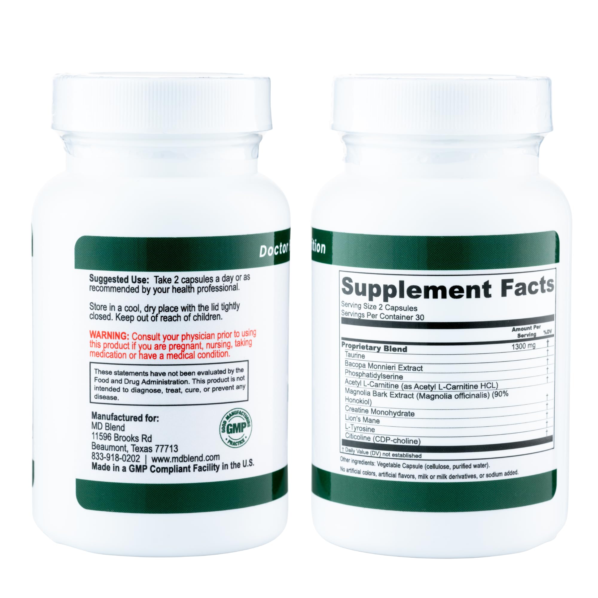 M.D. Blend Brain Support for Memory and Focus - Brain Supplement for Memory & Neural Function - Premium L-Tyrosine, Phosphatidylserine, Bacopa Monnieri Focus Supplement, 30 Capsules (Pack of 1) M.D. Blend buy supplements canada