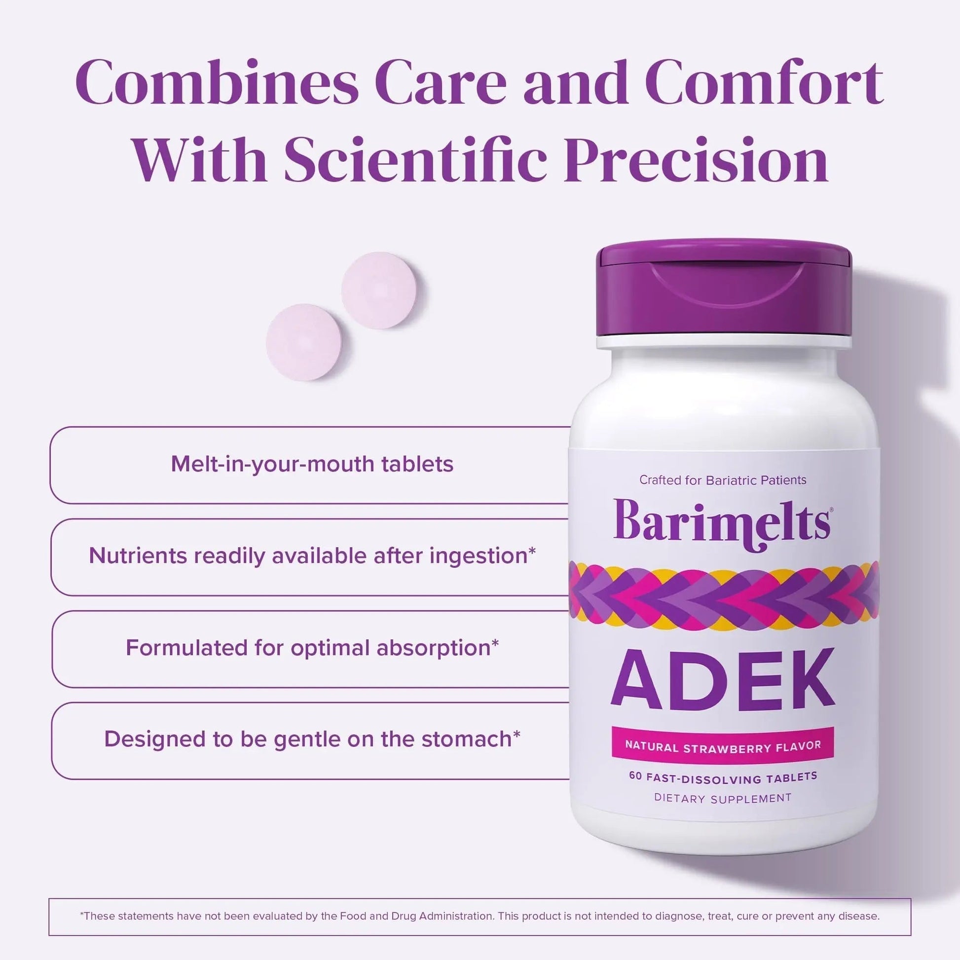 Barimelts ADEK - 60 Fast-Dissolving Tablets (2-Month Supply) - Sugar-Free Bariatric Vitamins for Women Including Vitamin A, Vitamin D, Vitamin E BariMelts buy supplements canada