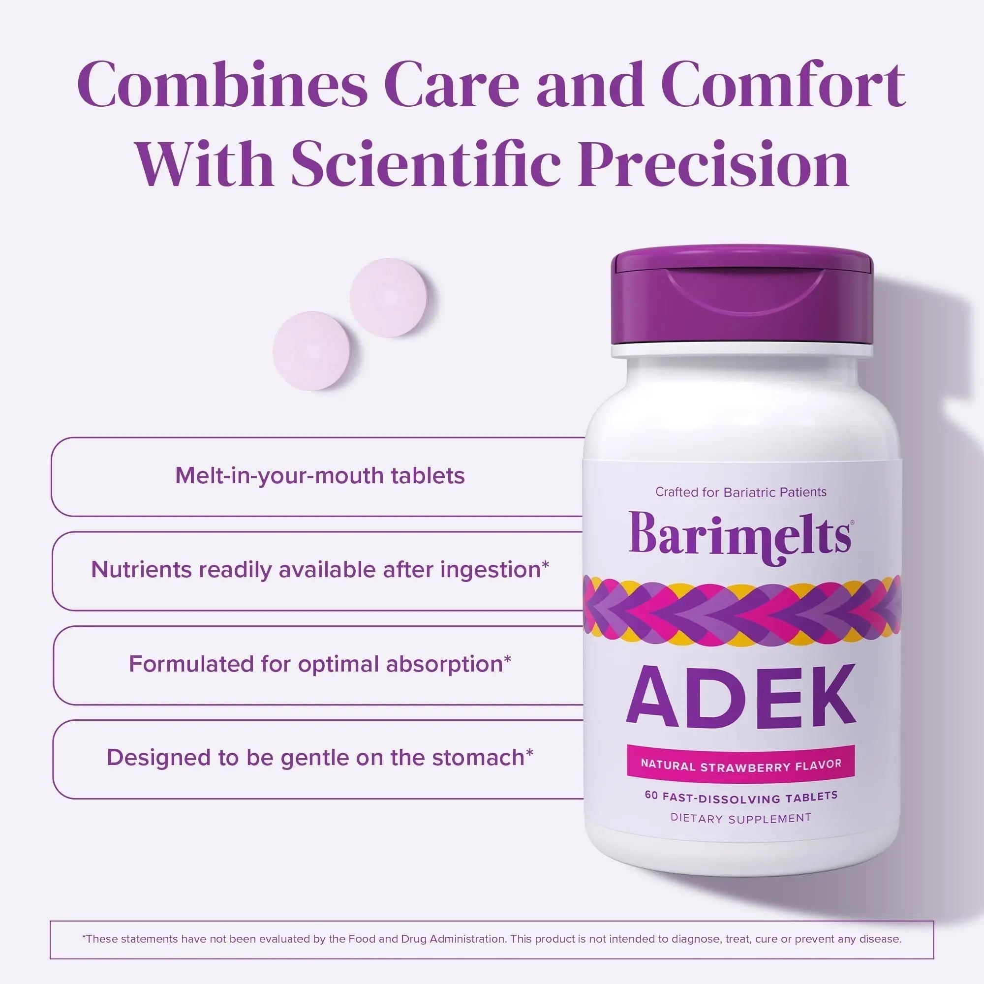 Barimelts ADEK - 60 Fast-Dissolving Tablets (2-Month Supply) - Sugar-Free Bariatric Vitamins for Women Including Vitamin A, Vitamin D, Vitamin E BariMelts buy supplements canada