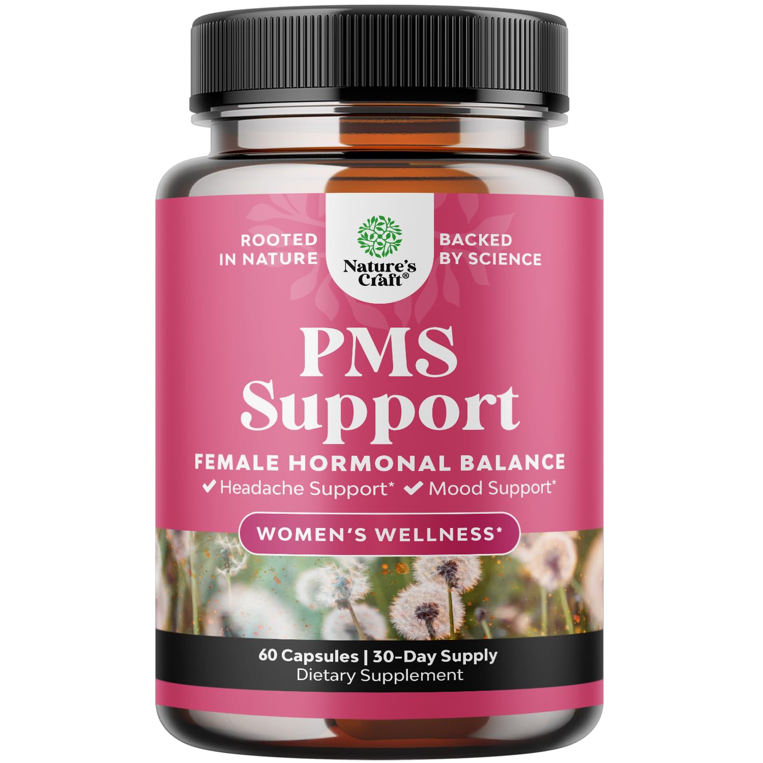 PMS Support Supplement for Women – Hormone Balance for Women & Menstrual Discomfort with DIM, Chasteberry, Black Cohosh & Ashwagandha - for Period Cramps Ease, Menopause Bloating, Mood Swing – 60 Ct Natures Craft buy supplements canada