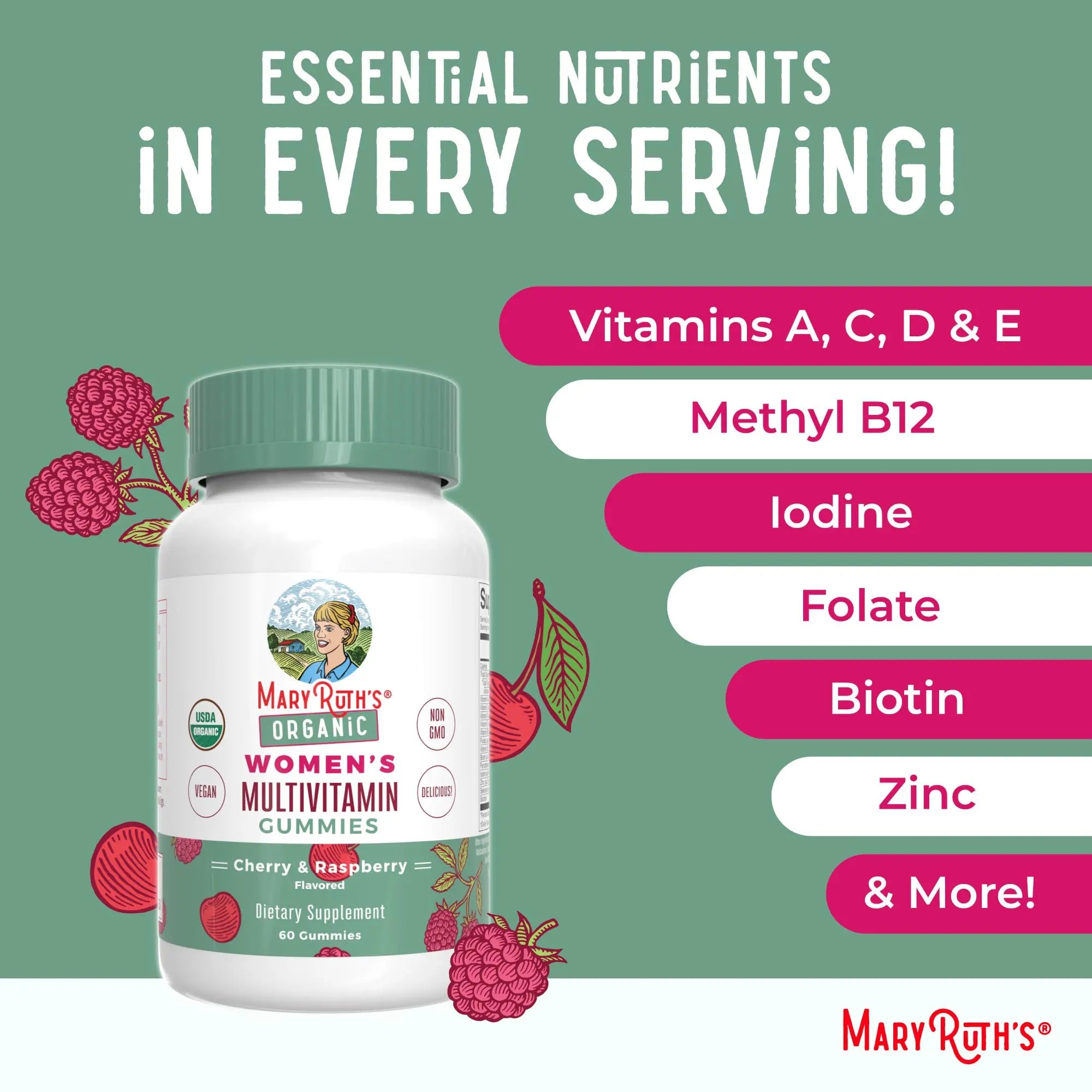 MaryRuth's Multivitamin Gummies for Women (Cherry & Raspberry) & Iron Liquid Supplement (Berry) | Clean Label Project Verified MARYRUTH'S buy supplements canada