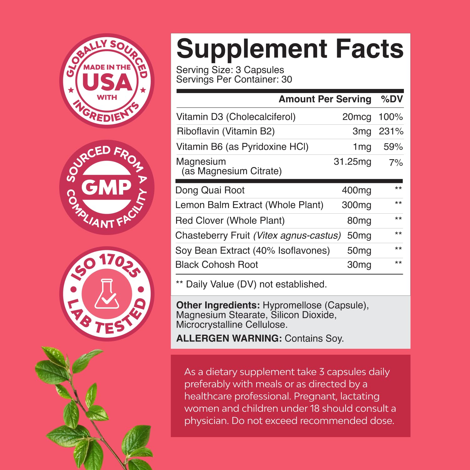 Complete Herbal Menopause Supplement for Women - Multibenefit Menopause Ease Hormone Balance for Women for Night Sweats Mood and More with Dong Quai Vitex Chaste Berry and Black Cohosh - 90 Count Natures Craft buy supplements canada