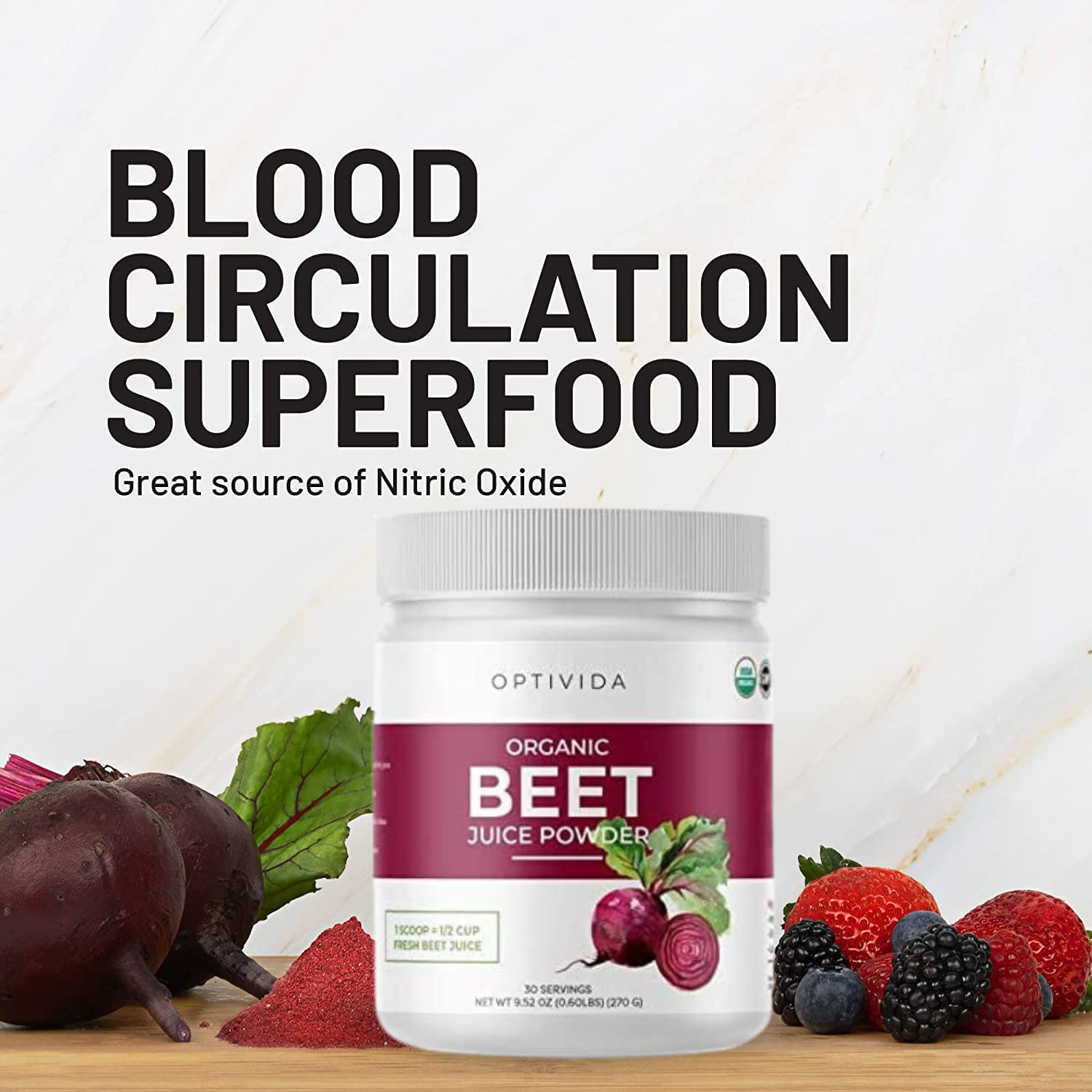 OPTIVIDA Nitric Oxide Beet Powder Organic | All Natural Beets Roots Supplements OPTIVIDA buy supplements canada
