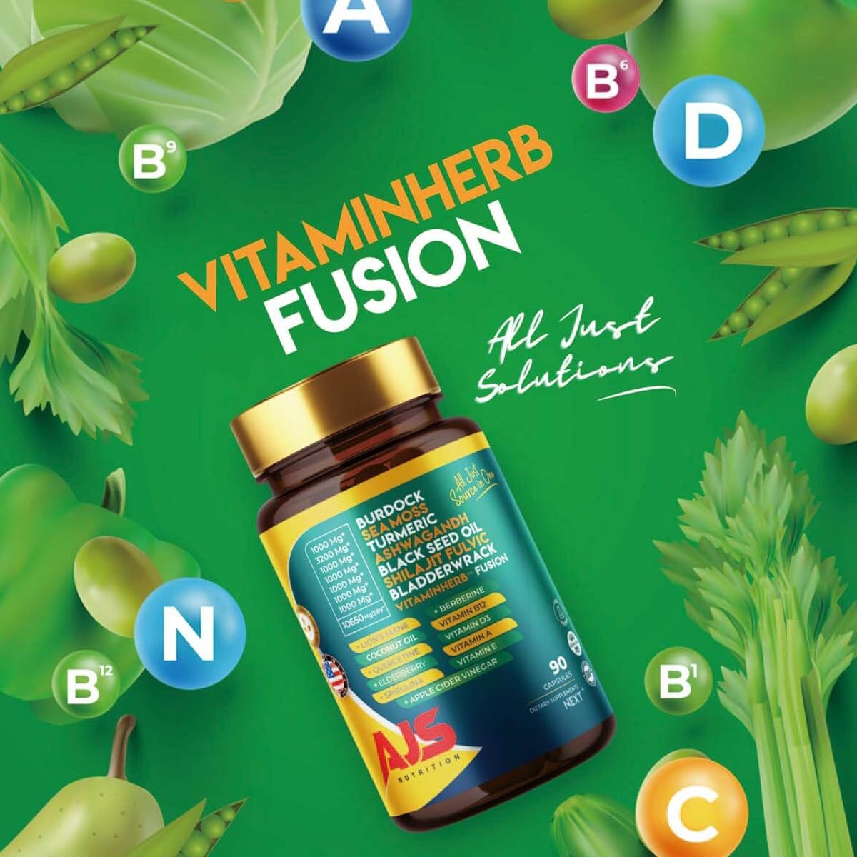 AJS Sea Moss Capsules 3200mg, Himalayan Shilajit 1000mg with Black Seed Oil, Ashwagandha, Turmeric, Bladderwrack, Burdock, Vitamins, Berberine, Lion’s Mane Mushroom, Elderberry- 90 Caps AJS Nutrition buy supplements canada