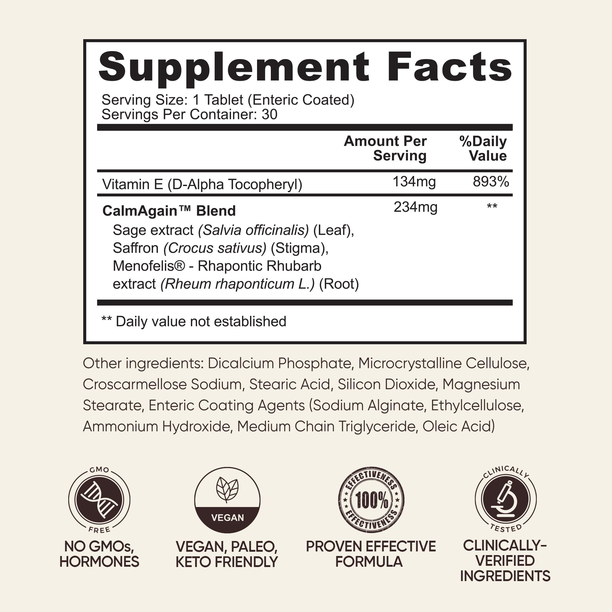 BB Company CalmAgain for Menopause Anxiousness, Mood Balance for Women | Stay Calm, Lower Cortisol, Fewer Mood Swings | Siberian Rhubarb