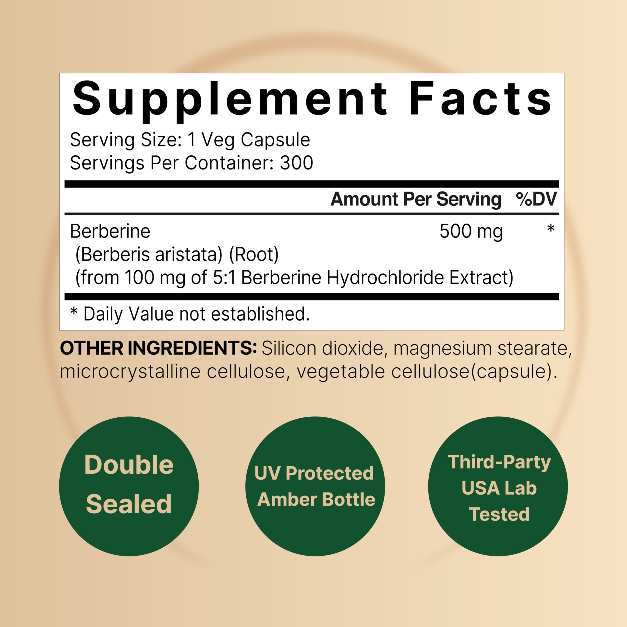 Berberine Supplement 500mg | 300 Veggie Capsules, 97% Pure Berberine HCL – 5:1 Root NatureBell buy supplements canada