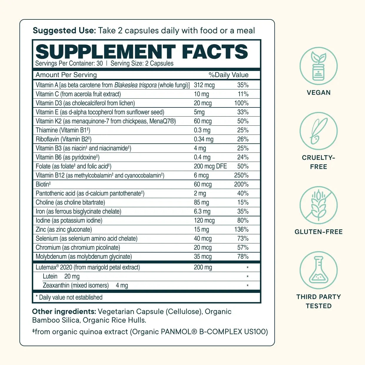 Ora Organic Plant Based Multivitamin for Women and Men, Bluelight Protection - Brain, Eye, Energy, Immune, Skin, Hair, Heart Ora Organic buy supplements canada